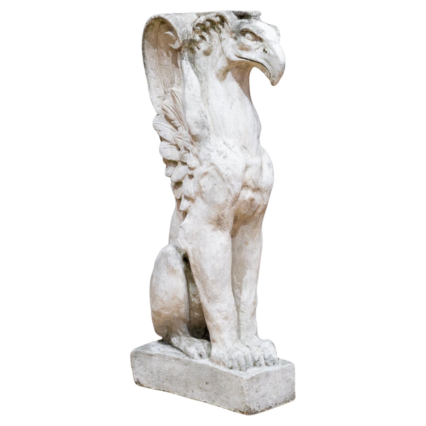 Late 19th c. Cast Stone Griffin Sculpture c.1899