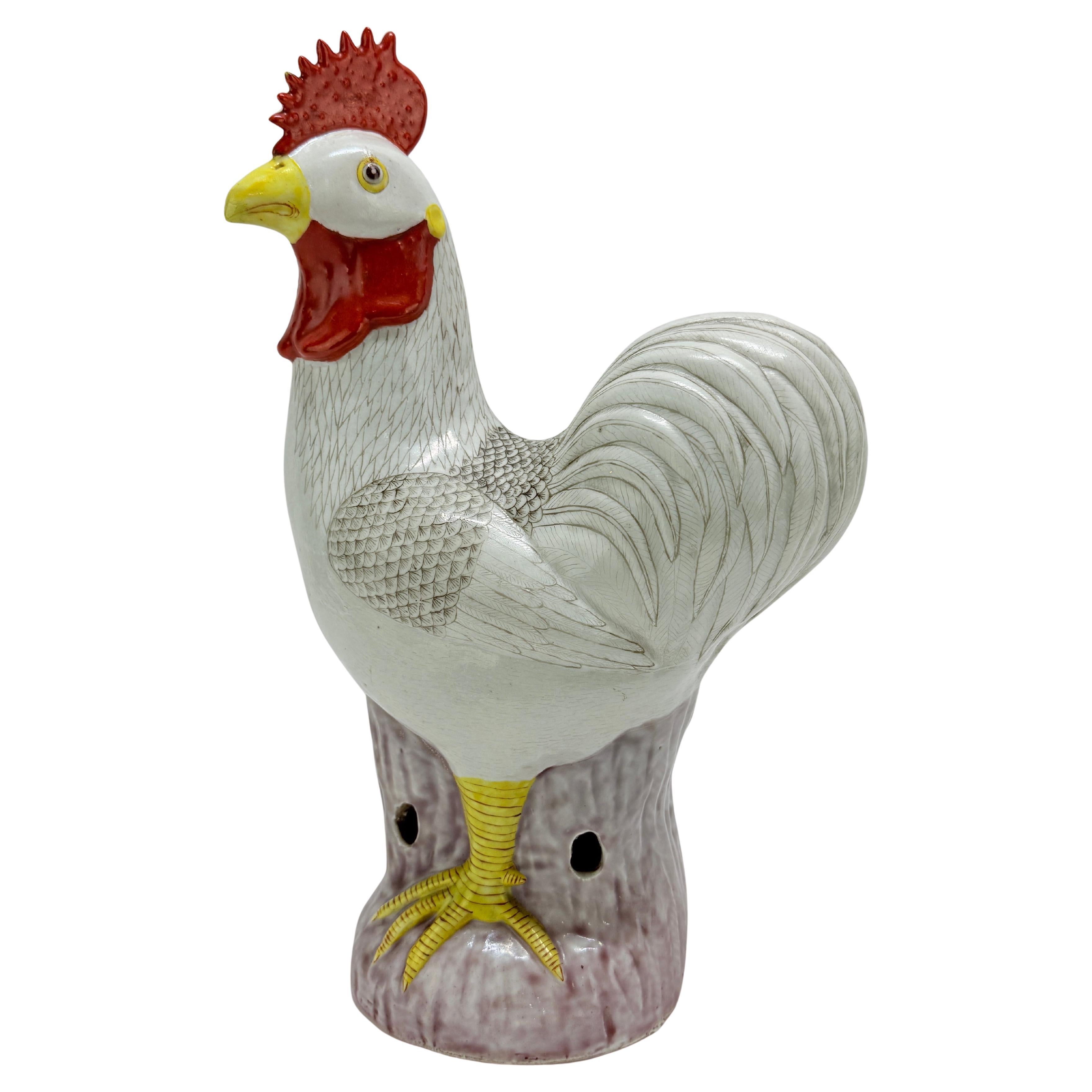 Late 19th C, Chinese Export Porcelain Famille Rose Rooster Figure