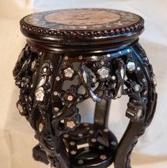 Late 19th Century Chinese Petit Taboret, Birds, Branches, Blossoms Motif