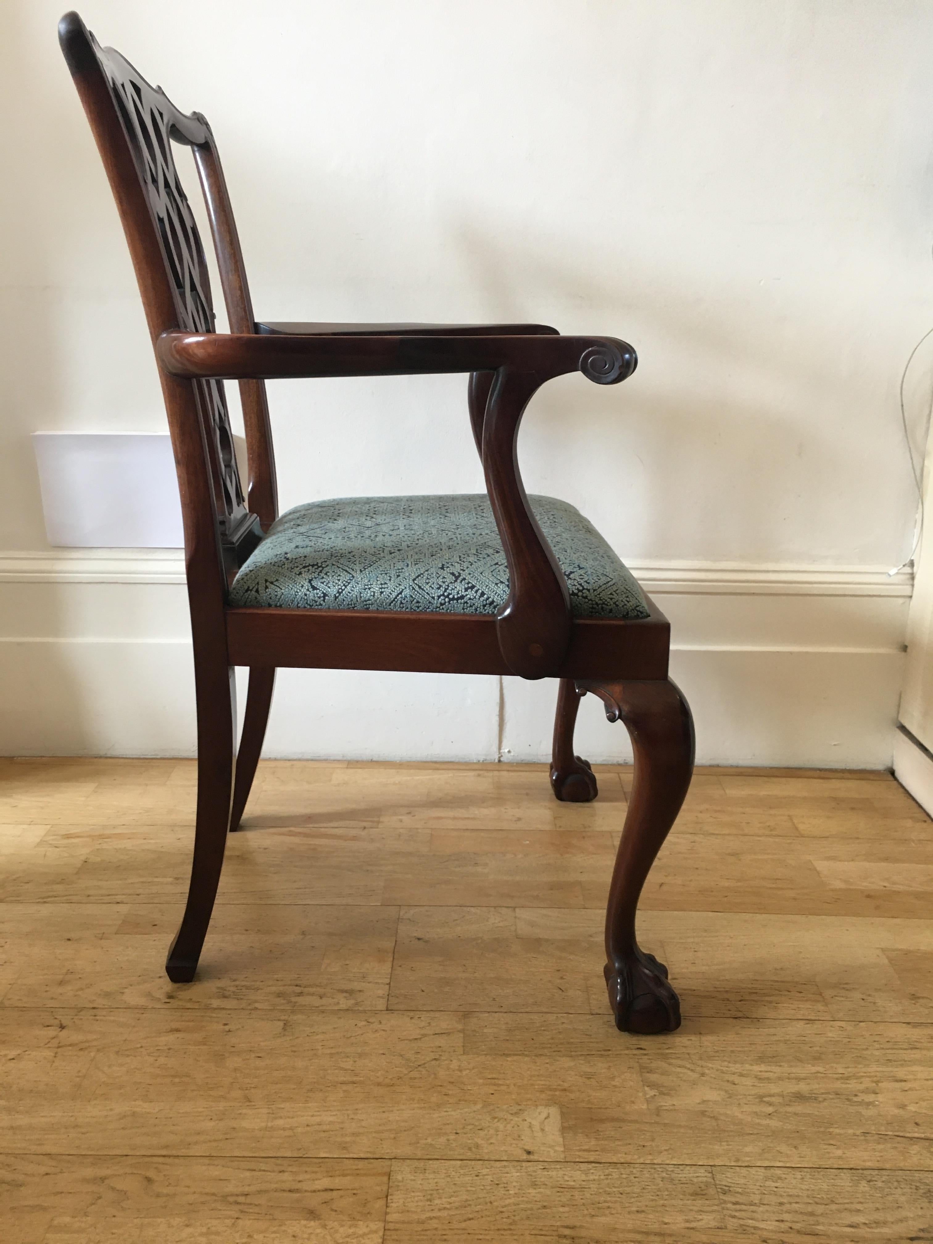 Late 19th Century Chippendale Style Mahogany Armchair For Sale 6