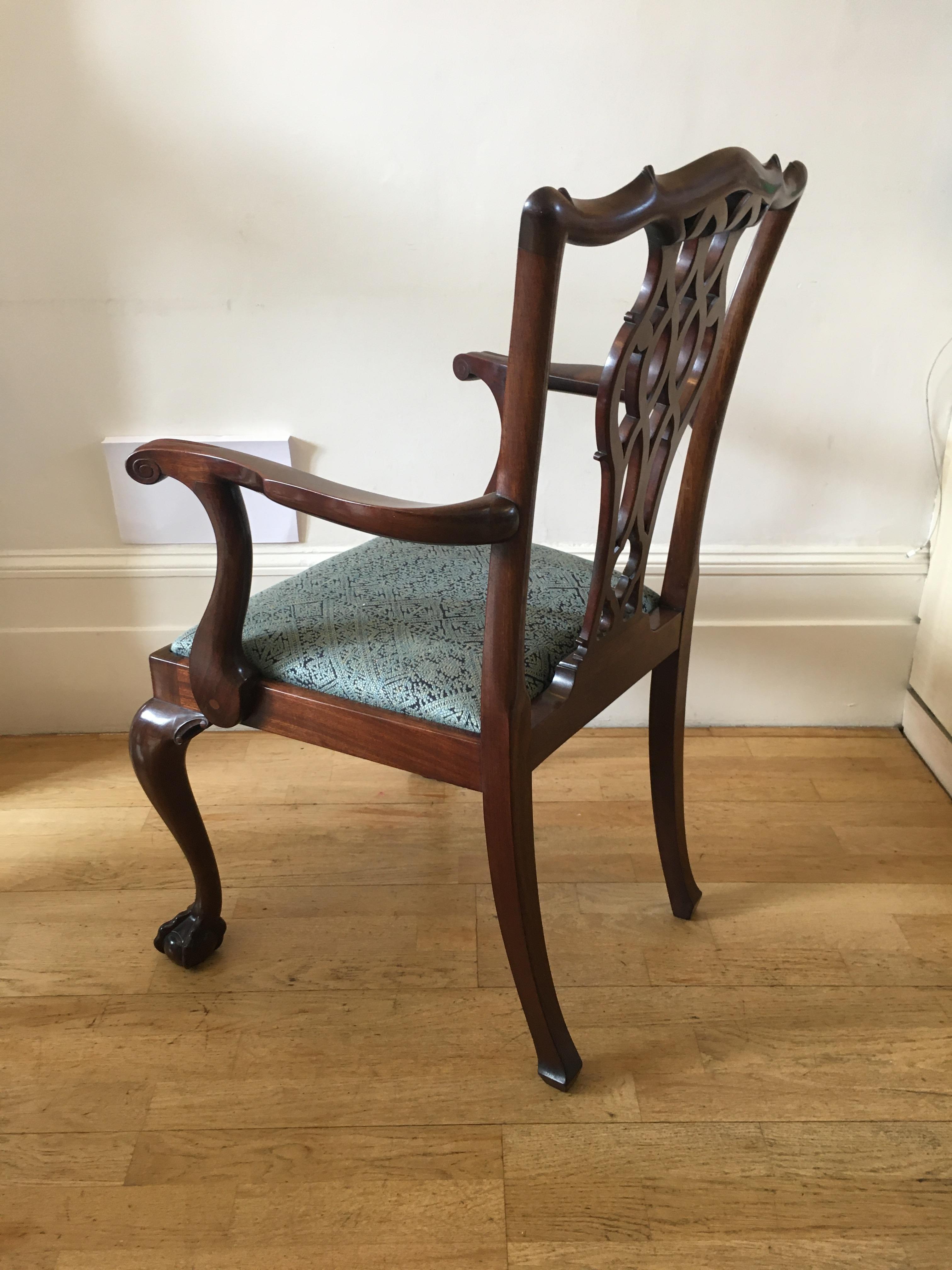 Late 19th Century Chippendale Style Mahogany Armchair For Sale 11