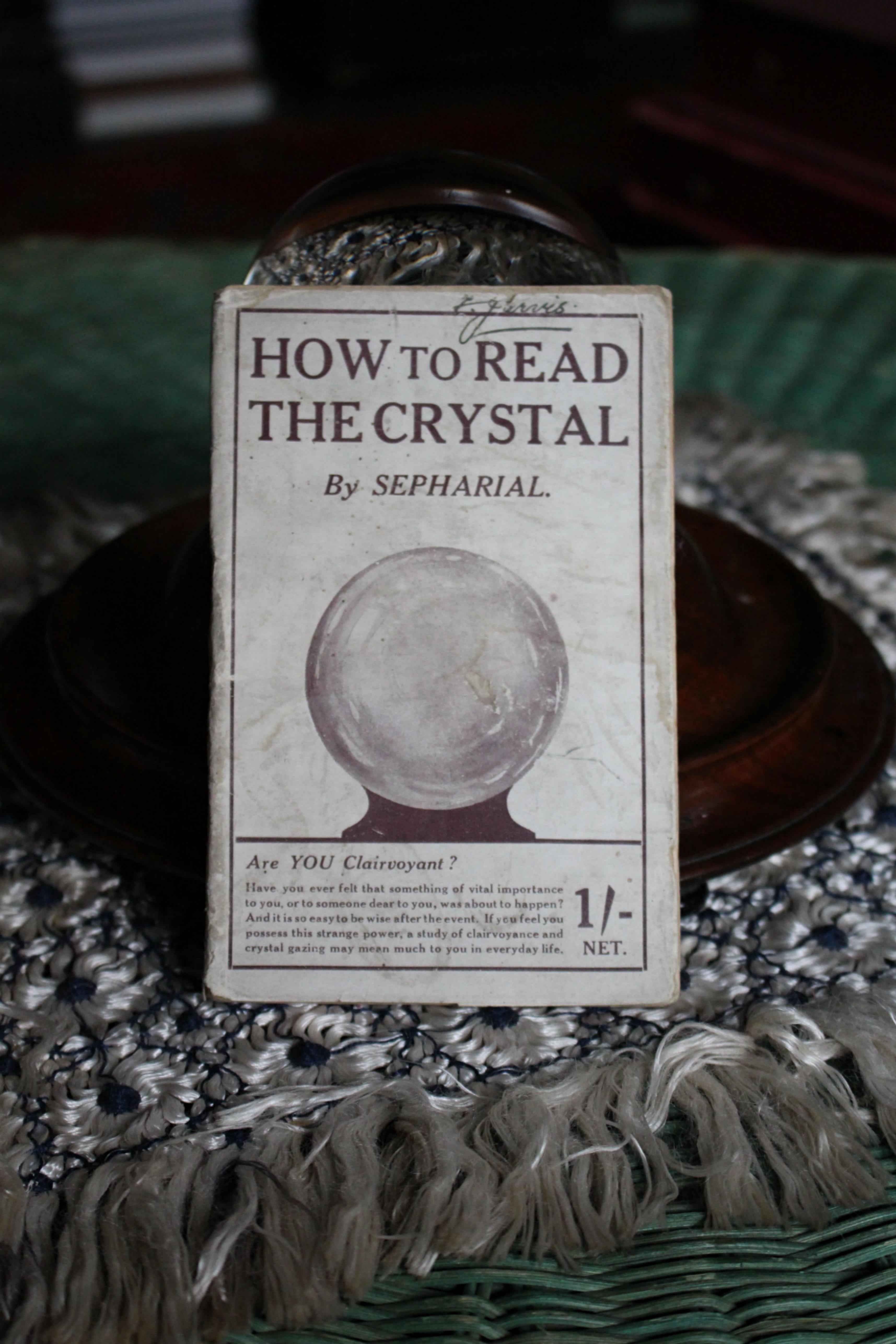 Late 19th C Clairvoyant Fortune Tellers Crystal Ball Stand & Silk Cover Curio 1