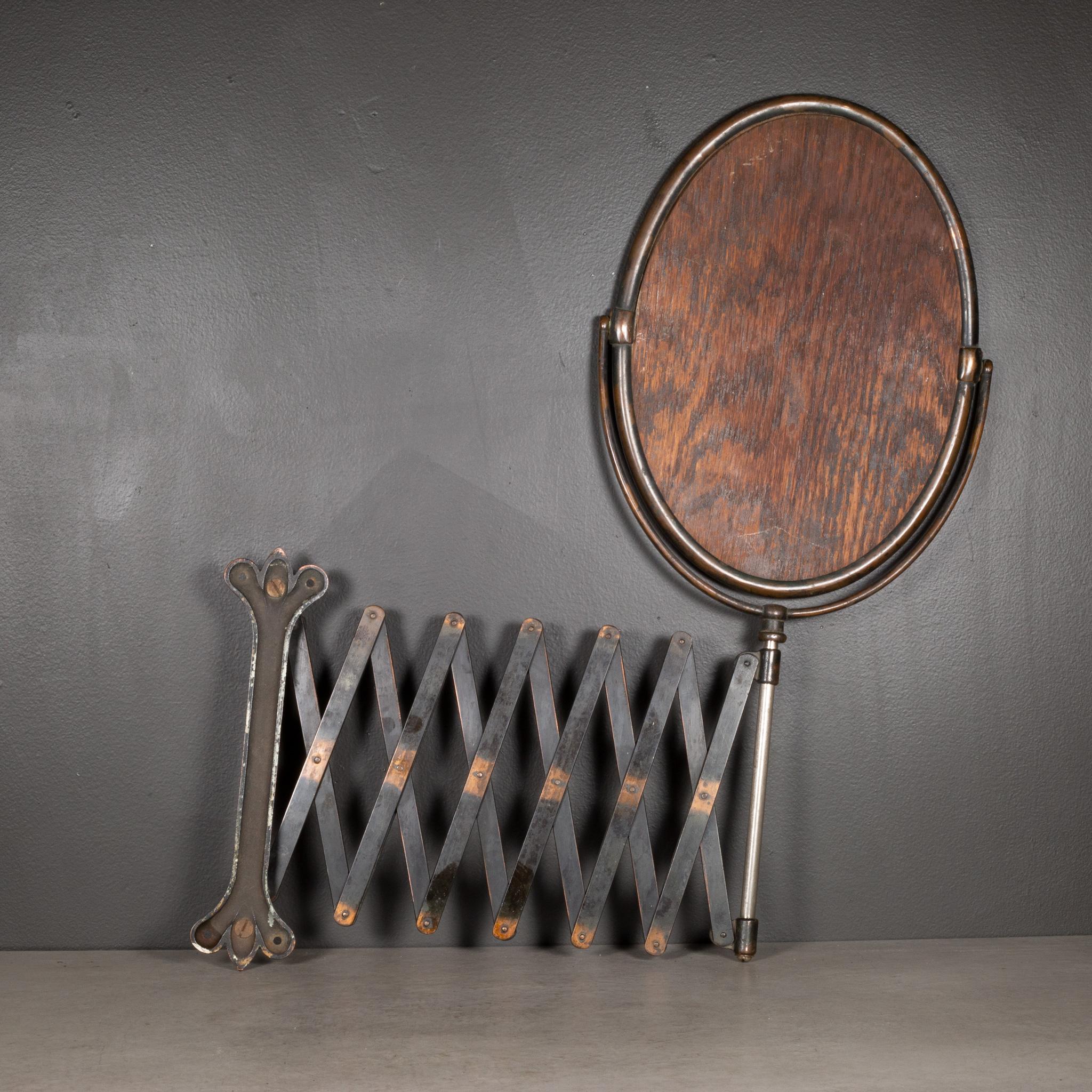 Late 19th c. Barber Shop Scissor Extension Mirror C1800s  (FREE SHIPPING) In Good Condition For Sale In San Francisco, CA
