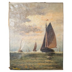 Late 19th C./Early 20th C. Acrylic Nautical Painting Martin Monnickendam