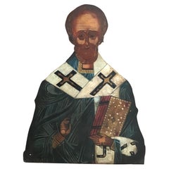 Late 19th C. Eastern European Icon of St. Gregory