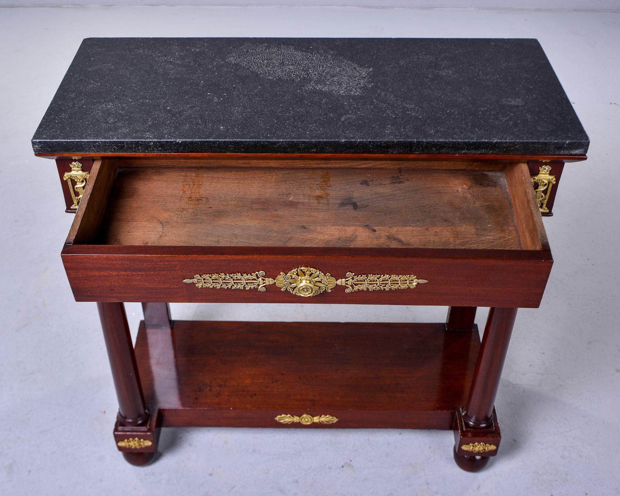 Bronze Late 19th C Empire Style Mahogany Console with Slate Top For Sale