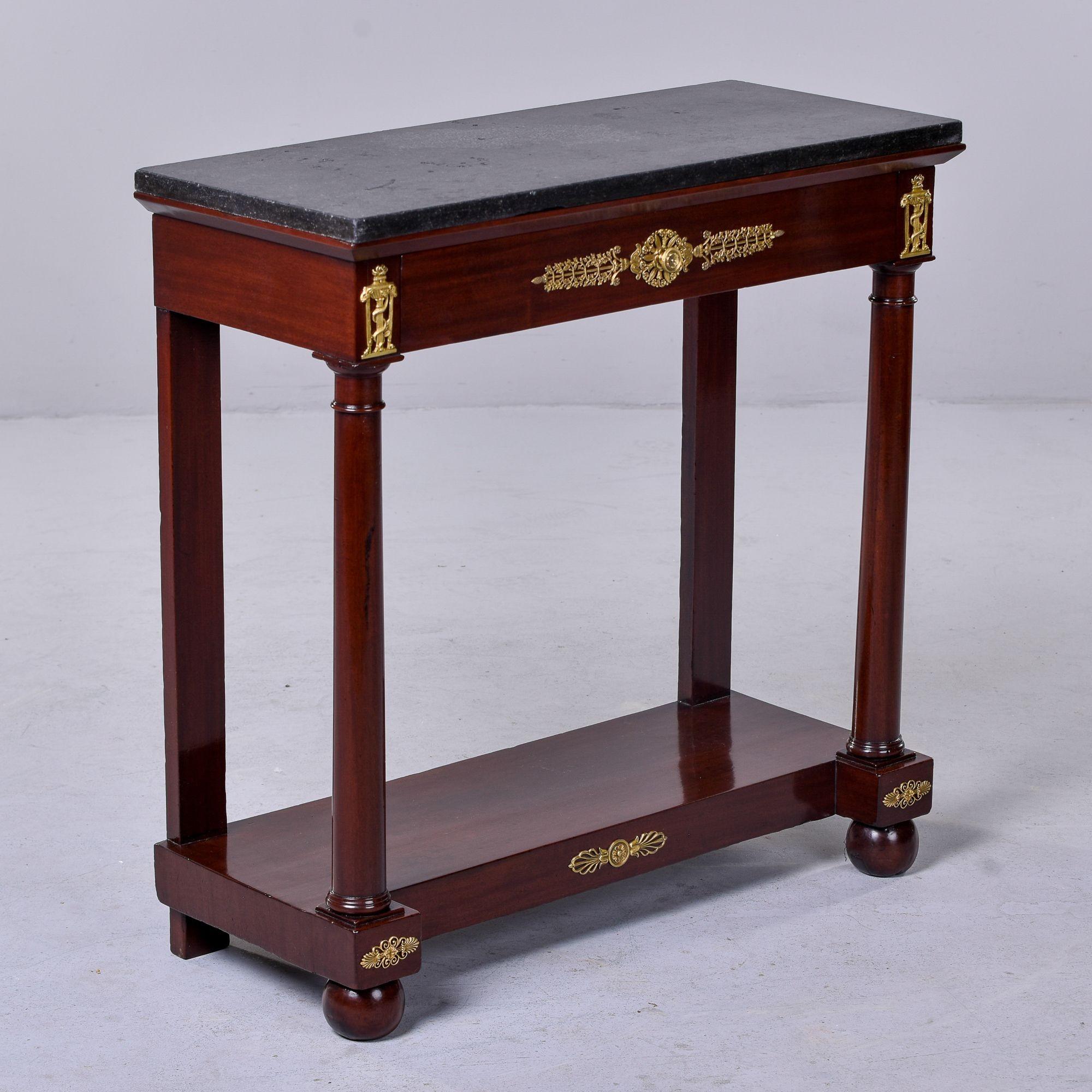 Late 19th C Empire Style Mahogany Console with Slate Top For Sale 1