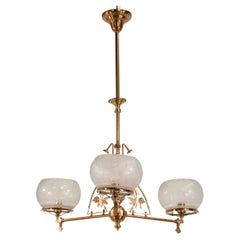 Late 19th c. English Aesthetic Movement Copper Gasolier with Adjustable Height