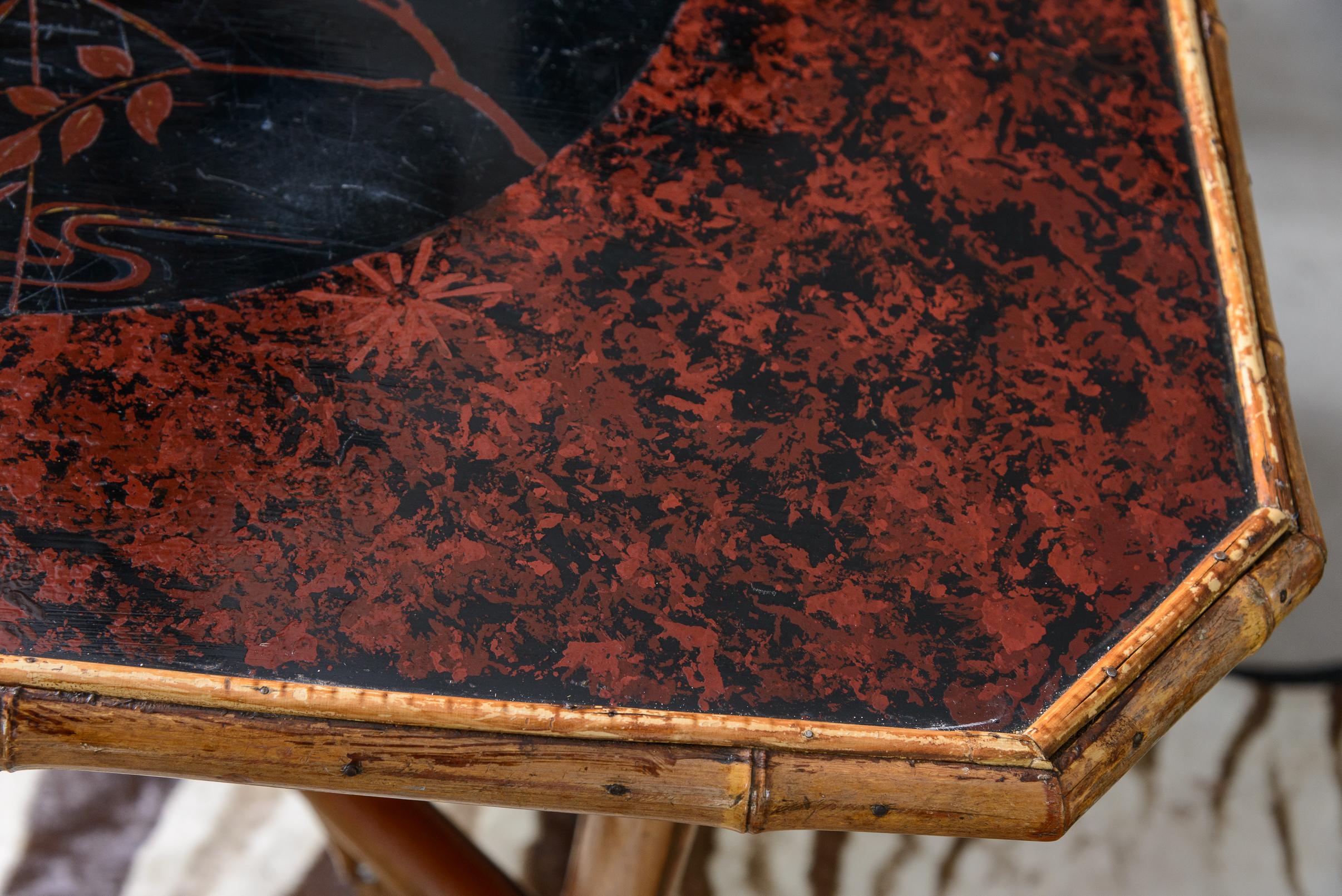Bamboo & Japanned Lacquer Game Table, C. 1880 7