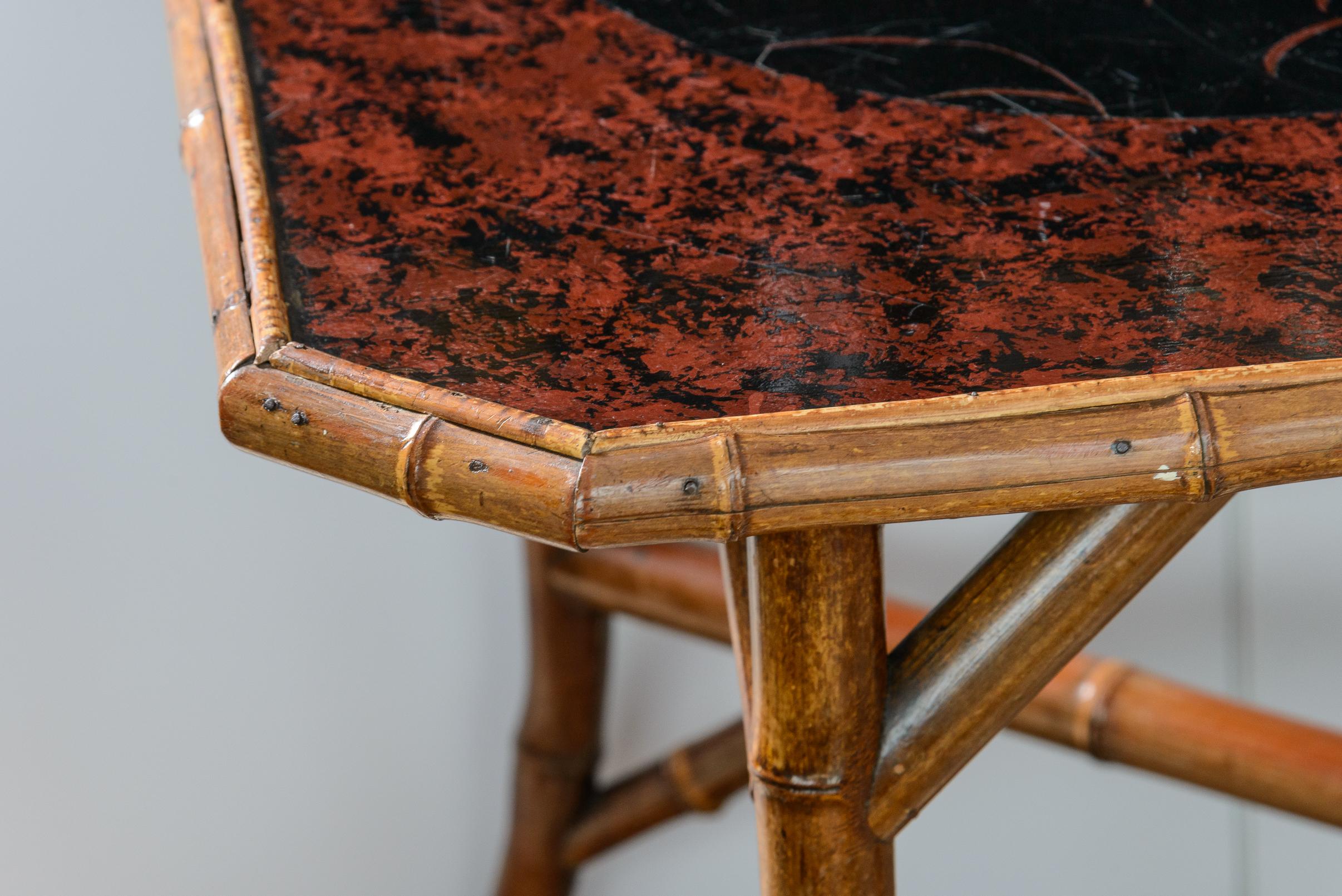 Late 19th Century Bamboo & Japanned Lacquer Game Table, C. 1880