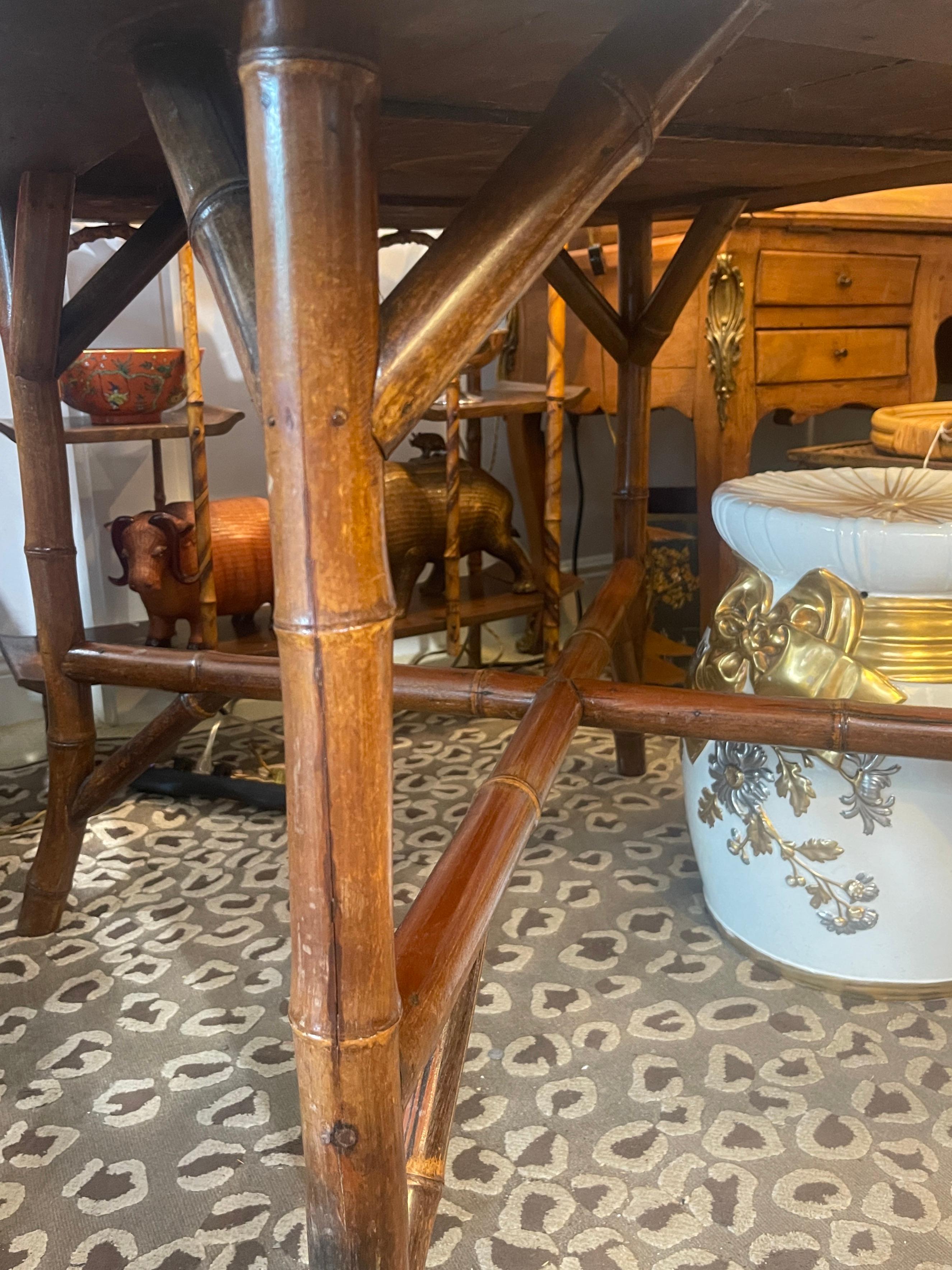 Bamboo & Japanned Lacquer Game Table, C. 1880 1