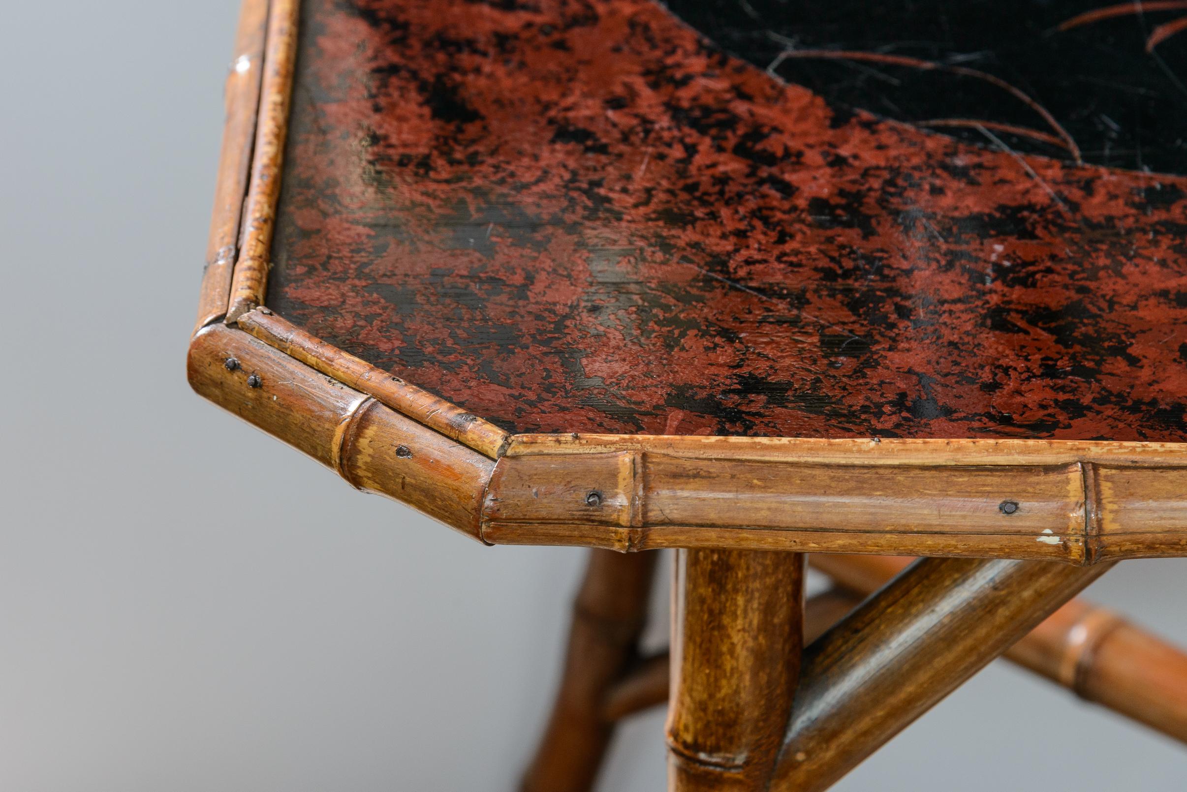 Bamboo & Japanned Lacquer Game Table, C. 1880 2