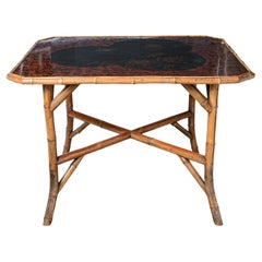 Tavolo da gioco in bambù e lacca giapponesizzata, C.C. 1880