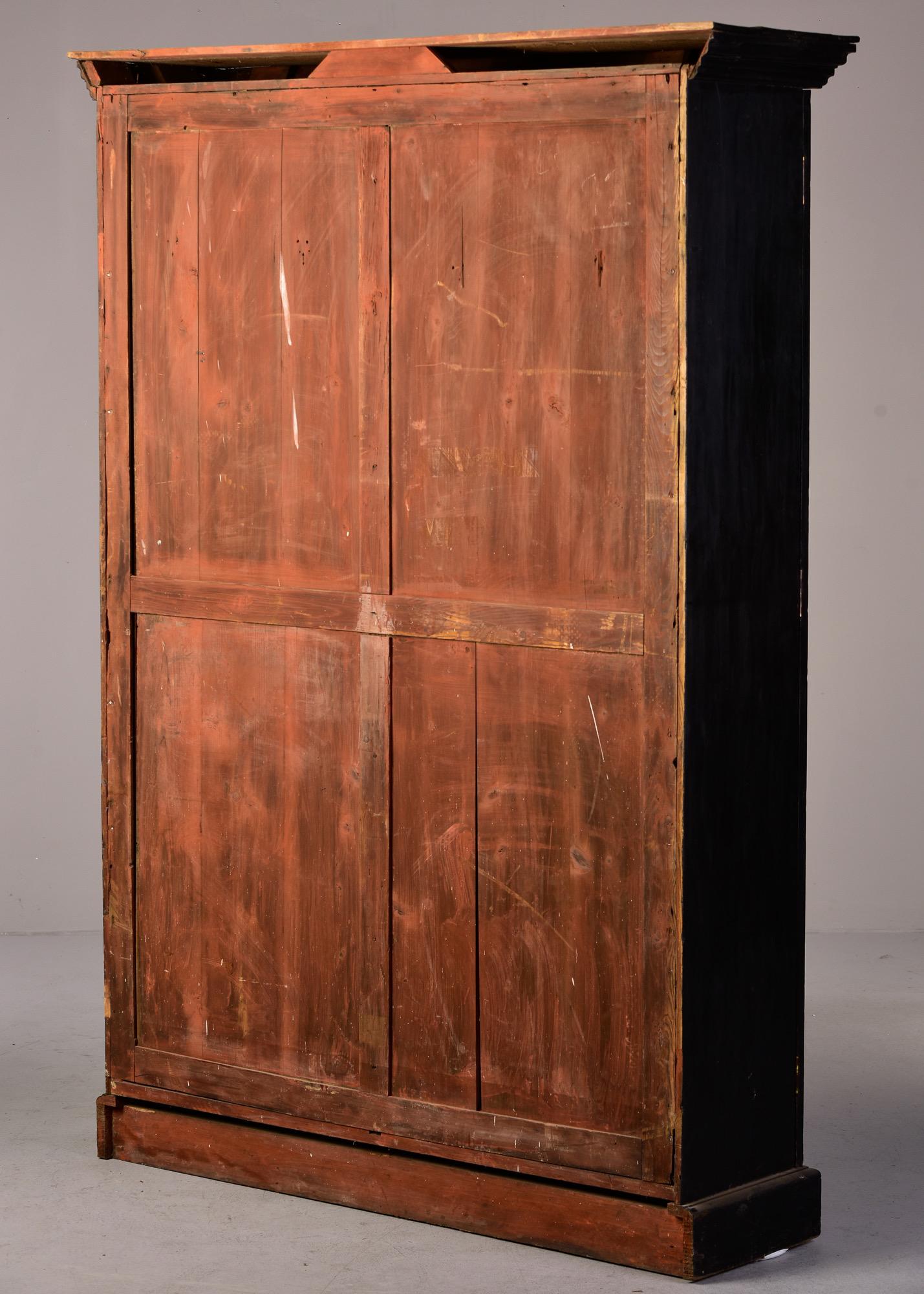 Late 19th C English Black Two Door Bookcase with Gothic Brass Glazing Bars 6