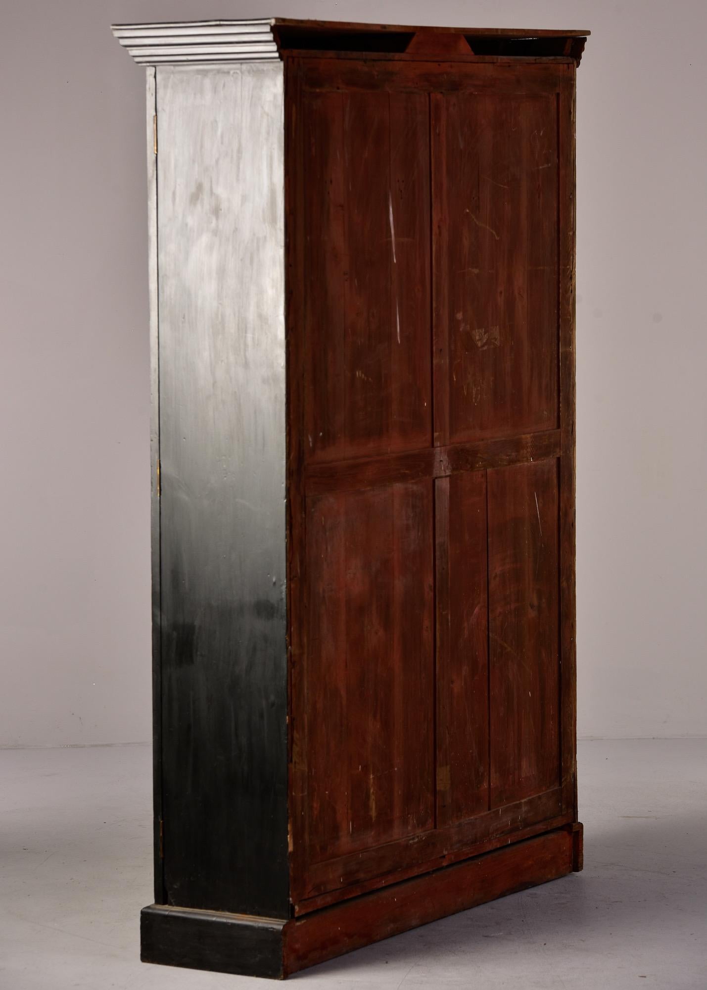 Late 19th C English Black Two Door Bookcase with Gothic Brass Glazing Bars 4