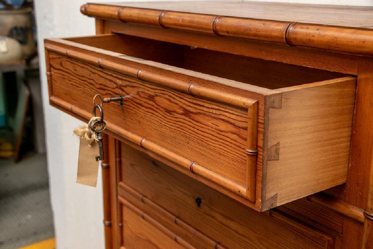 Late 19th Century English Faux Bamboo Secretary Chest 7