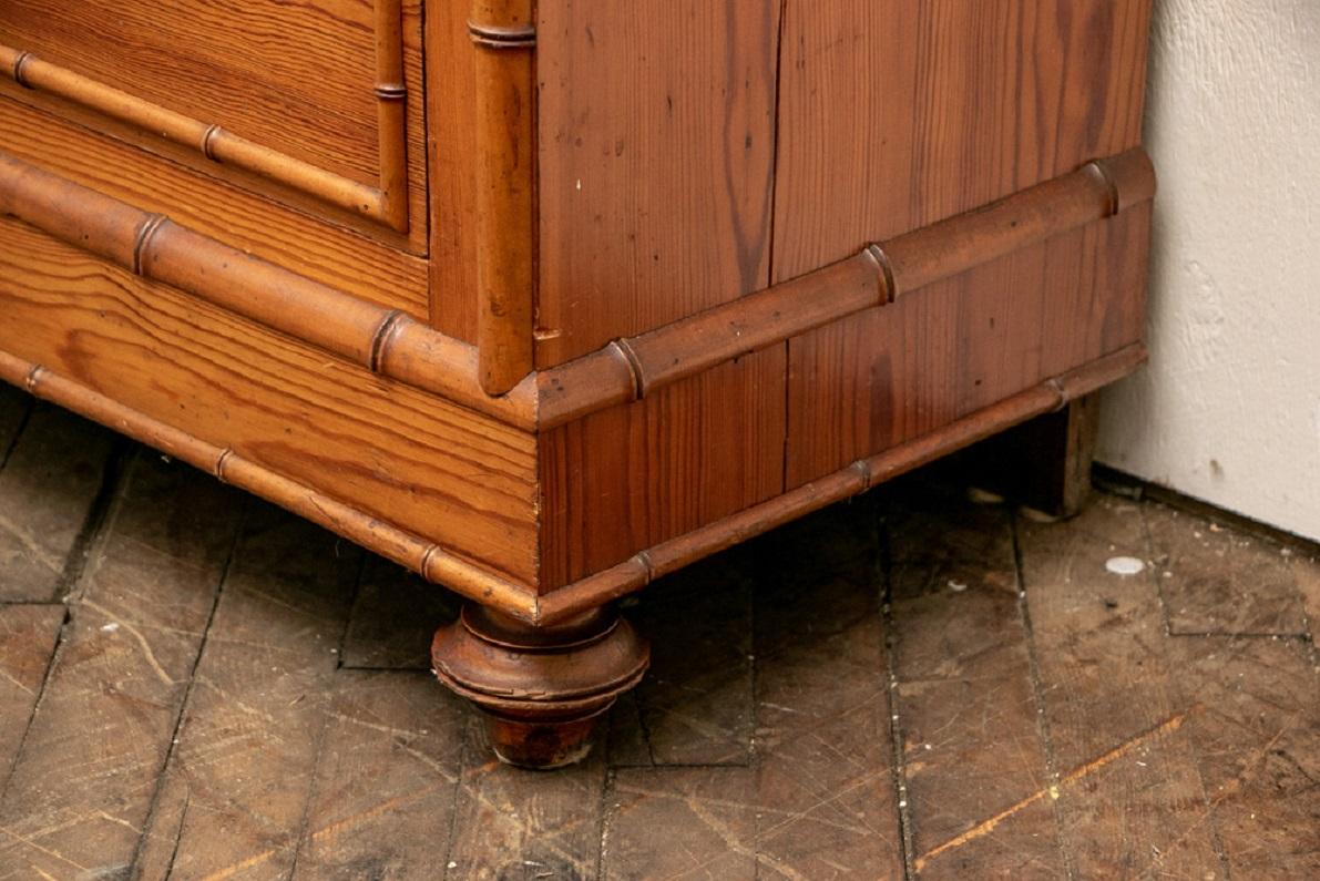 Rustic Late 19th Century English Faux Bamboo Secretary Chest