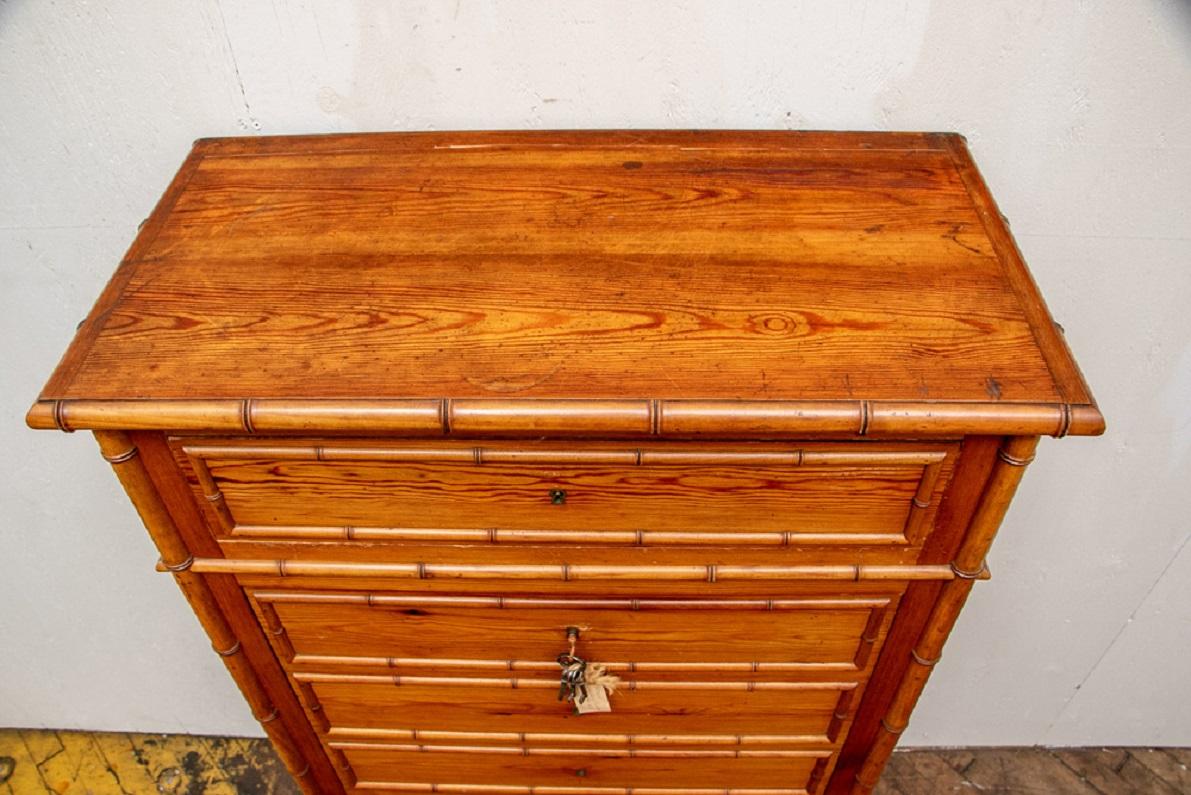 Late 19th Century English Faux Bamboo Secretary Chest In Good Condition In Bridgeport, CT