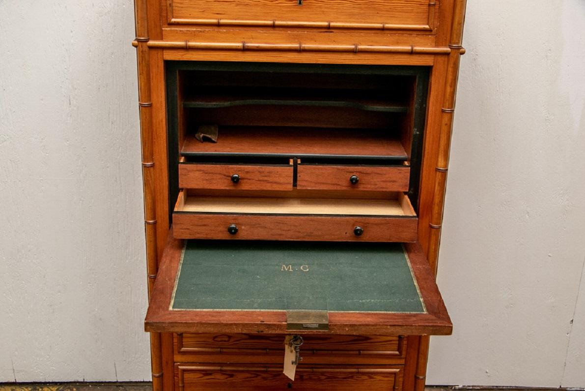 Late 19th Century English Faux Bamboo Secretary Chest 2