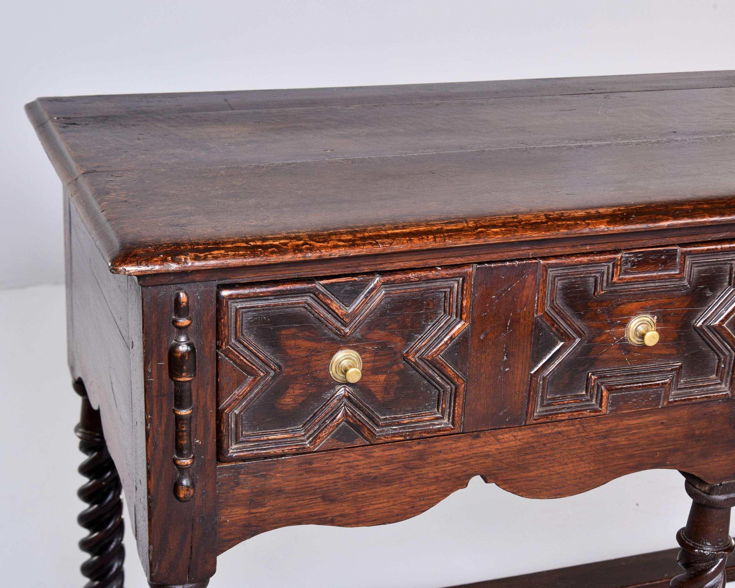 Late 19th C English Gothic Style Carved Oak Dresser Base  2