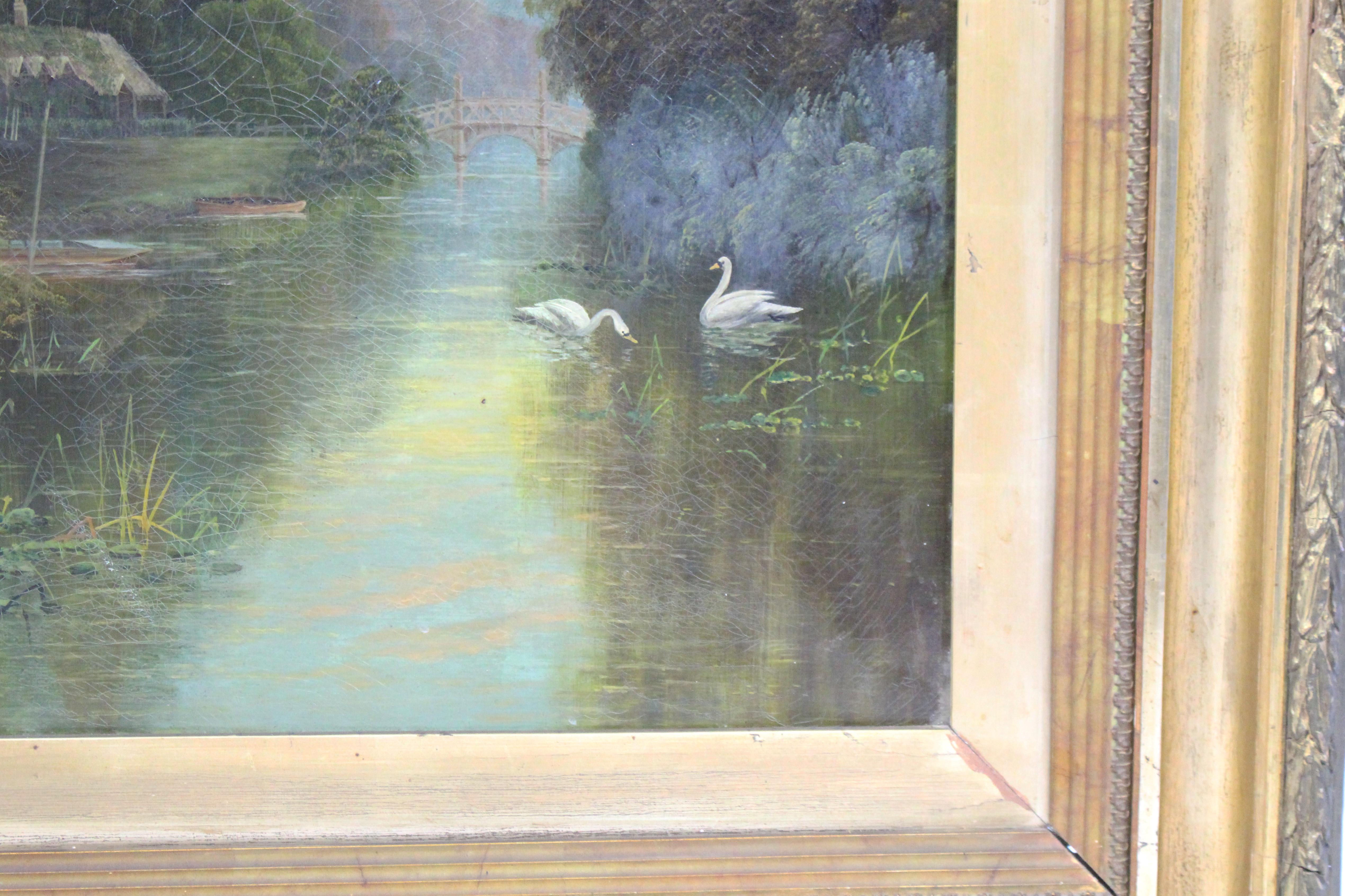 Late 19th Century English Landscape Painting Set in Gilt Frame For Sale 3