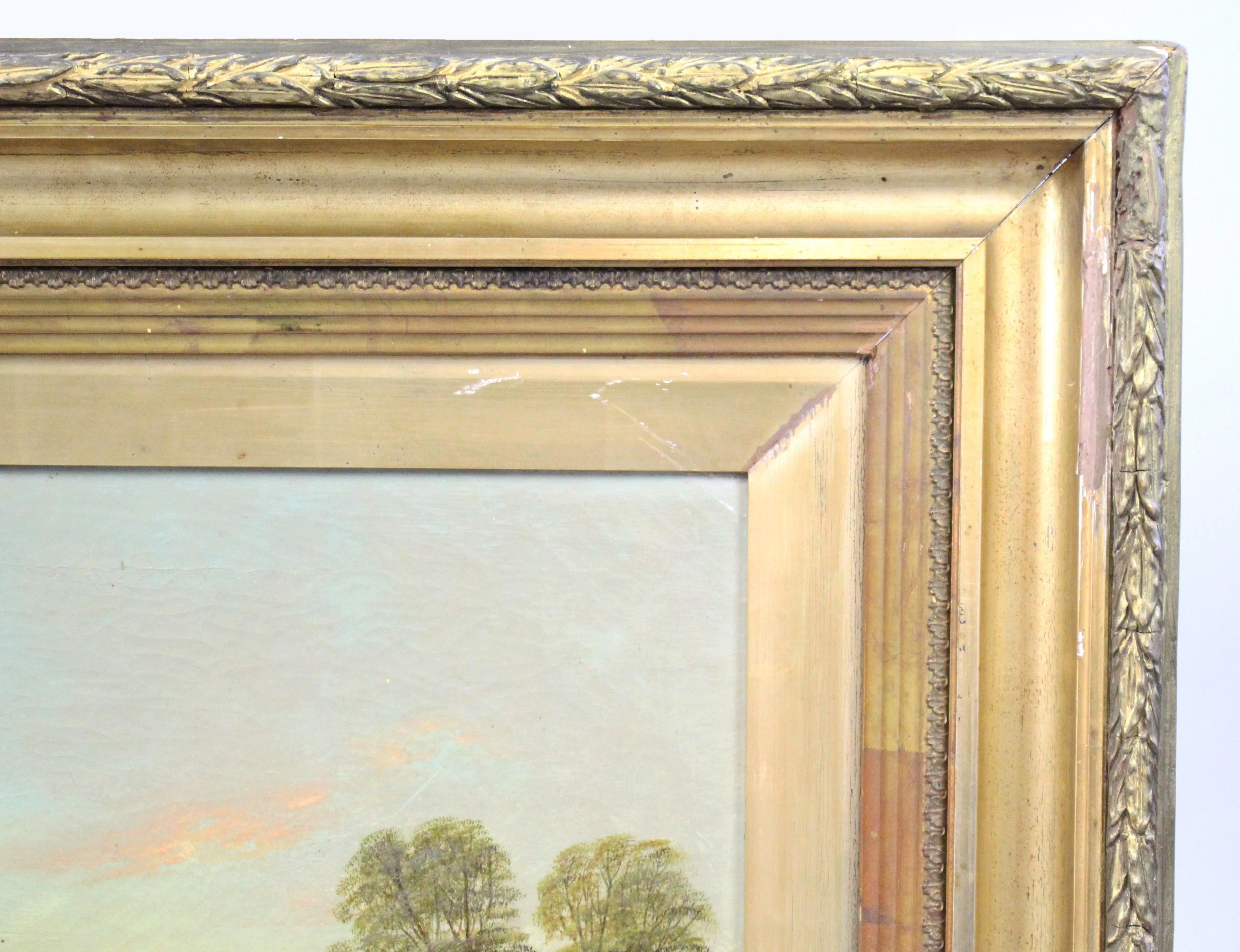 Late 19th Century English Landscape Painting Set in Gilt Frame For Sale 4