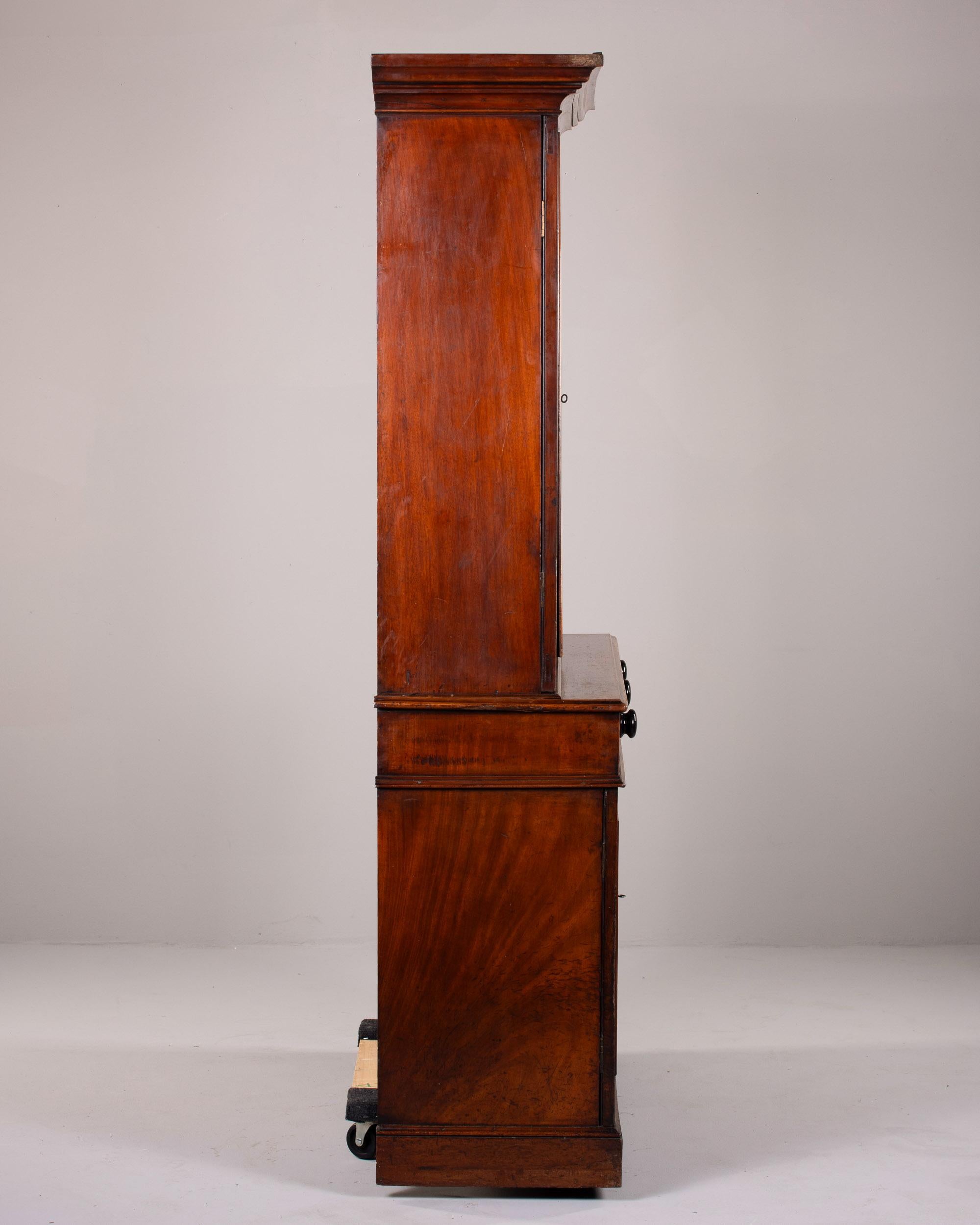 Late 19th C English Mahogany Cupboard with Glazed Top For Sale 6