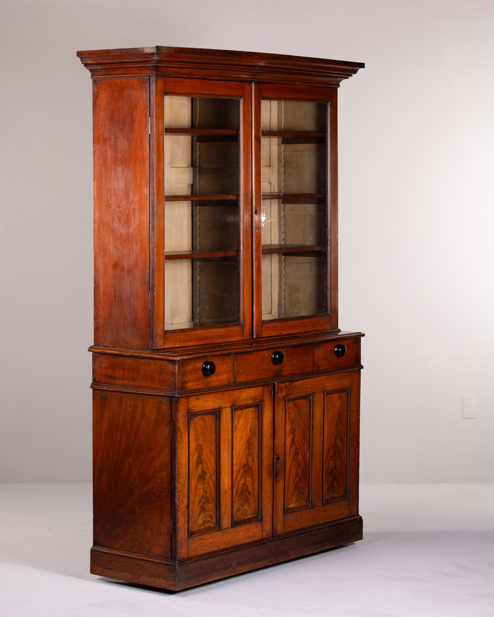 Late 19th C English Mahogany Cupboard with Glazed Top For Sale 7