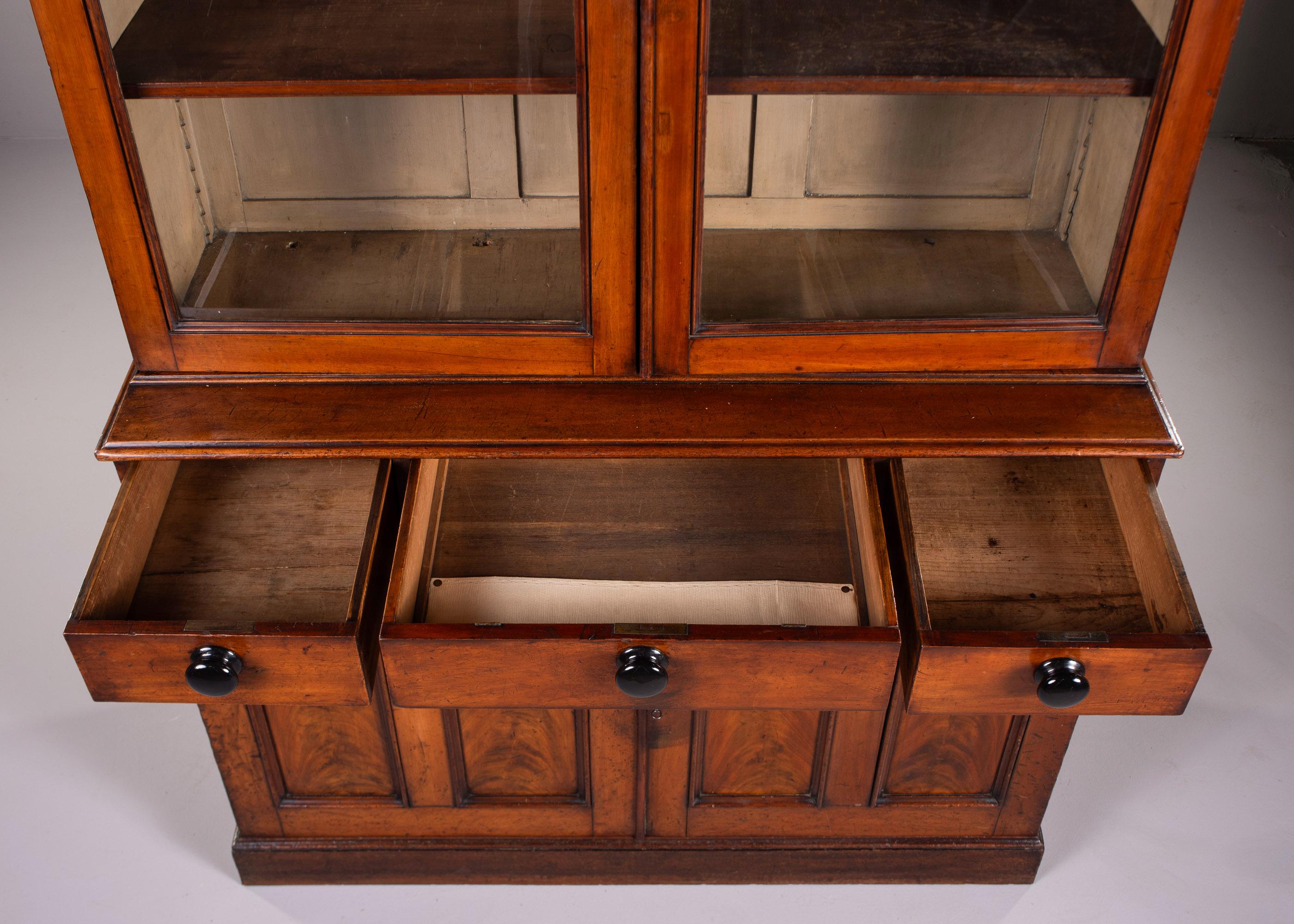 Late 19th C English Mahogany Cupboard with Glazed Top In Good Condition For Sale In Troy, MI