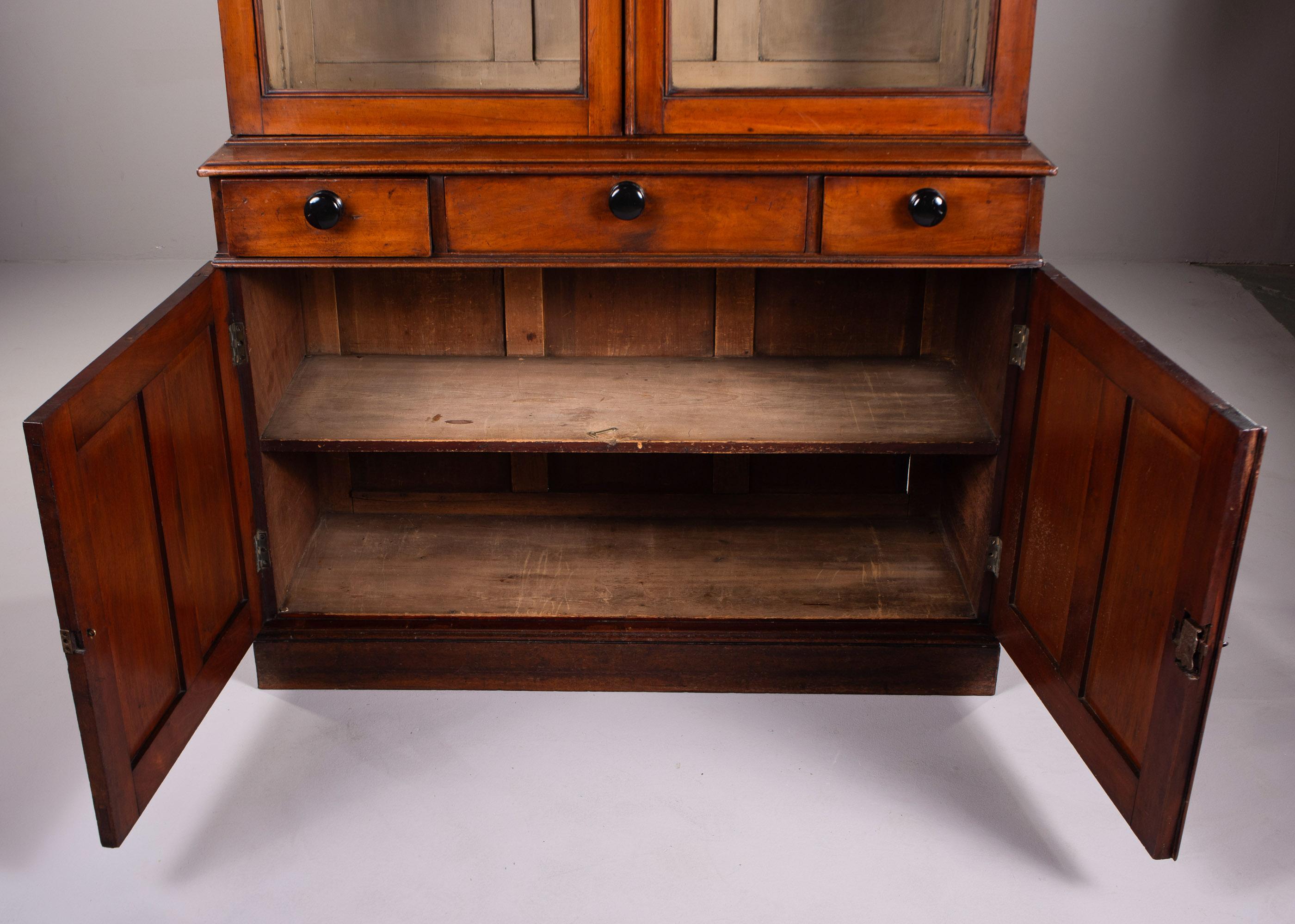 19th Century Late 19th C English Mahogany Cupboard with Glazed Top For Sale