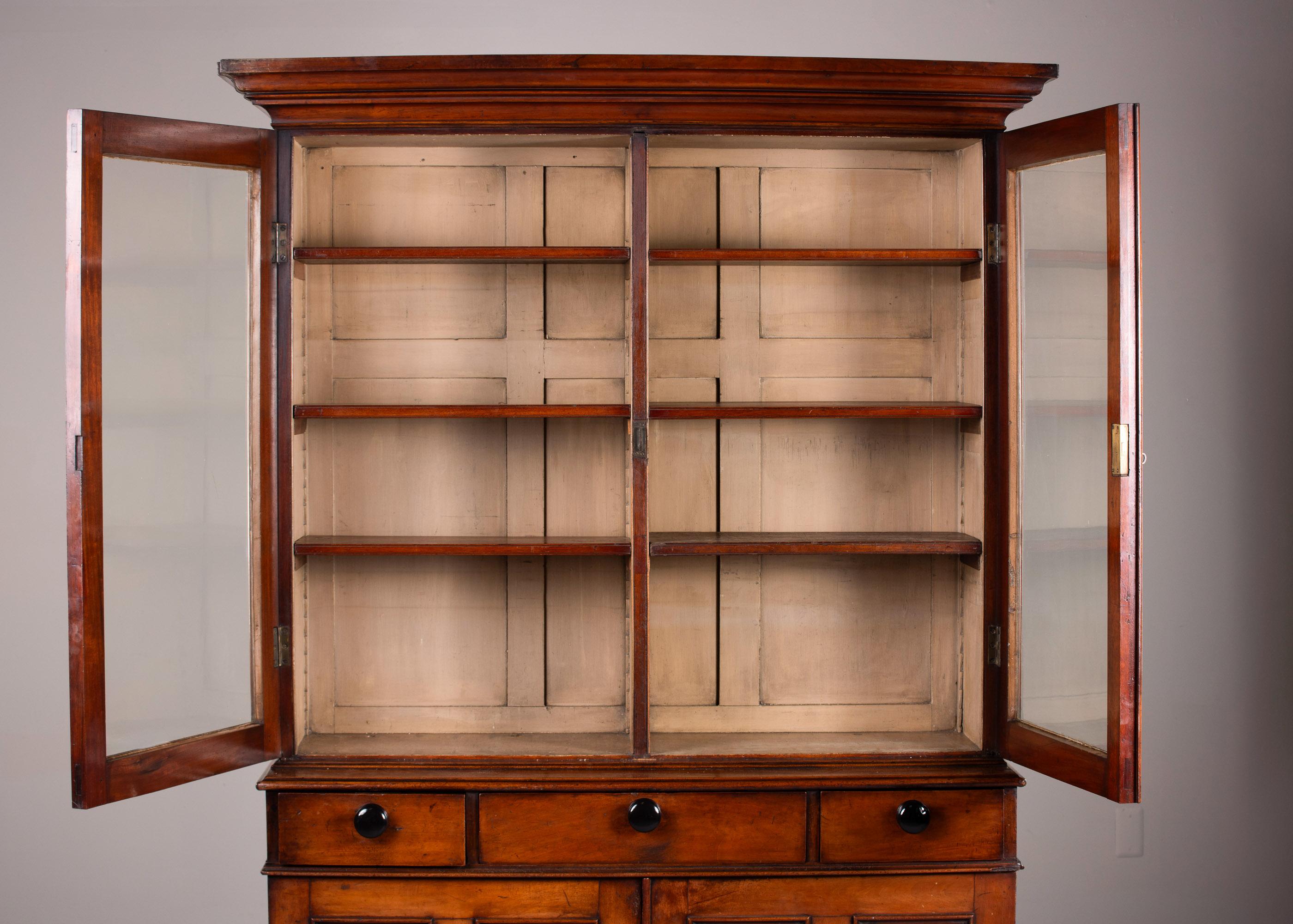 Glass Late 19th C English Mahogany Cupboard with Glazed Top For Sale