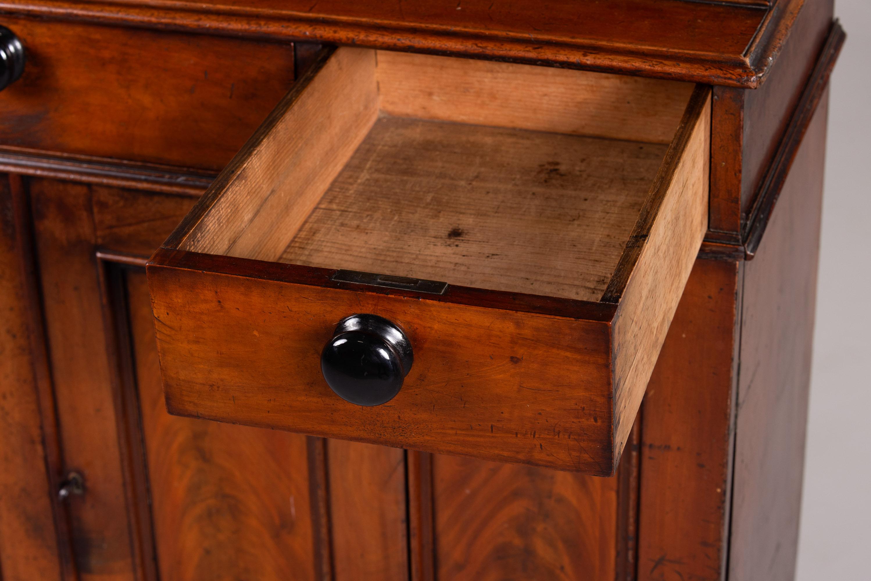Late 19th C English Mahogany Cupboard with Glazed Top For Sale 1