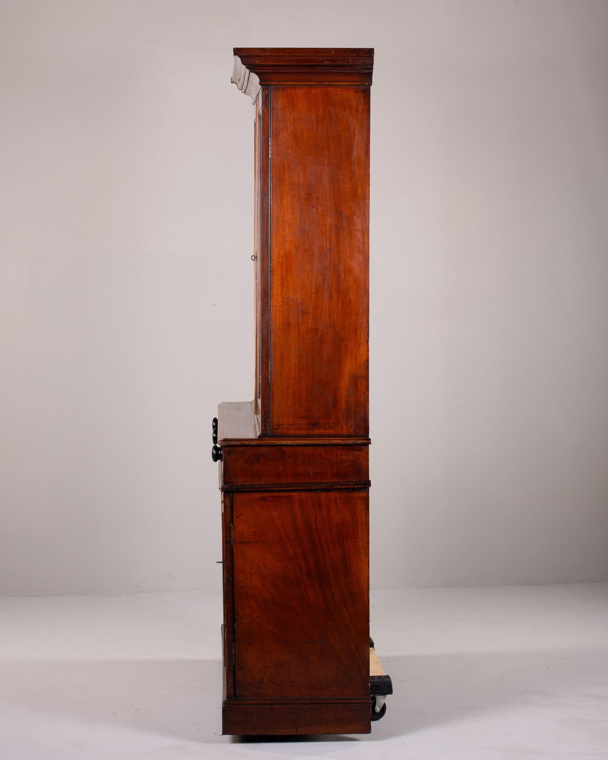 Late 19th C English Mahogany Cupboard with Glazed Top For Sale 4
