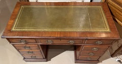 Late 19th c English Mahogany Kneehole Desk with Tooled Leather Top