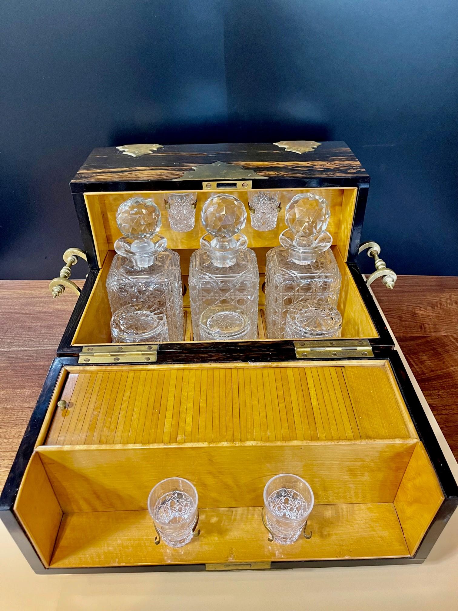 Late 19th century Mappin & Webb travel bar and Game box loaded with amazing pieces in a beautiful burl wood cabinet simply the best English 1890. This is from a private collector who traveled the world buying and selling beautiful pieces. Signed on