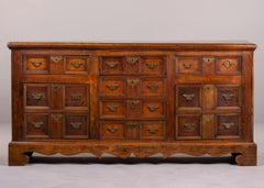 Late 19th C English Walnut Dresser Base with Original Hardware