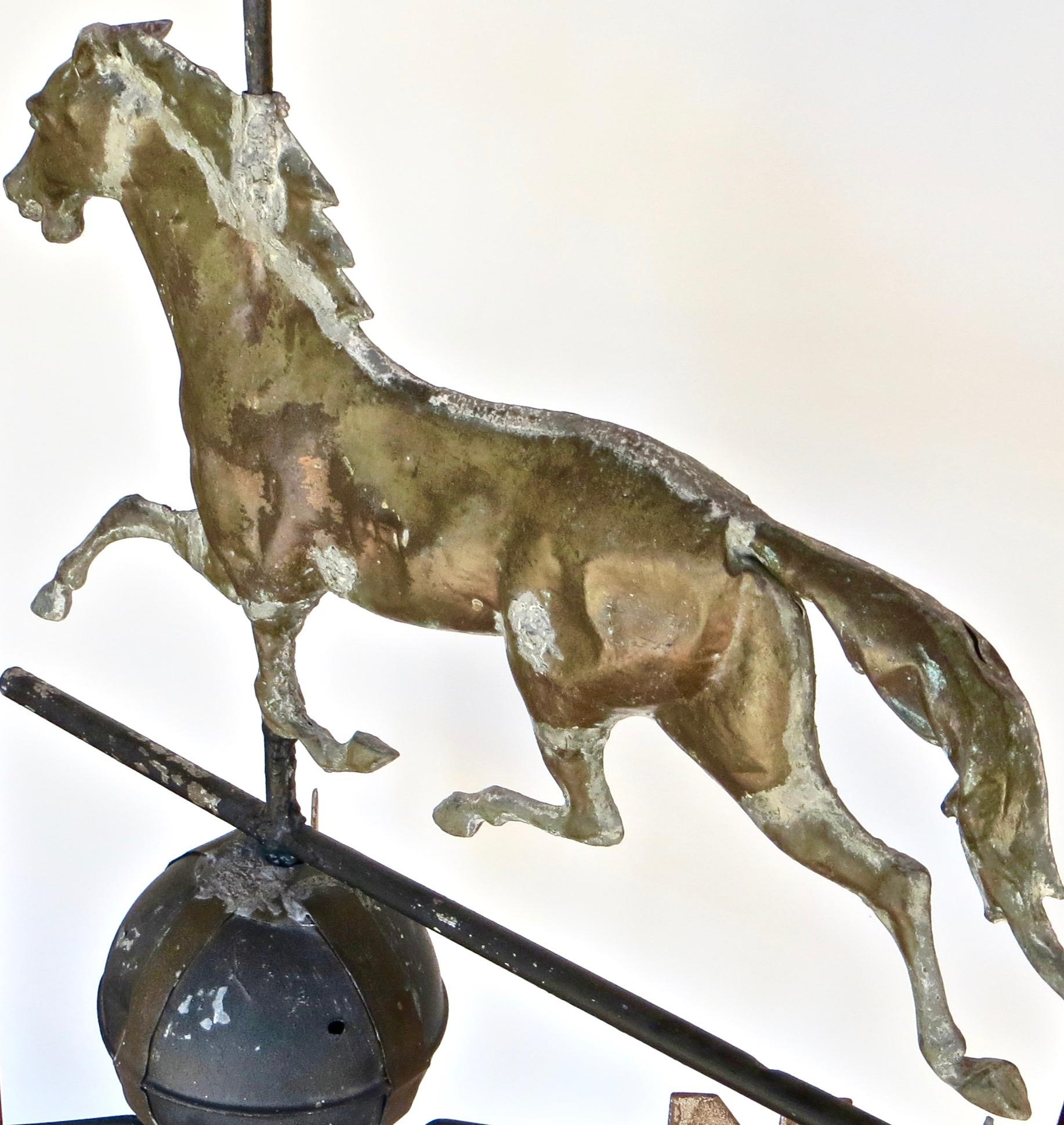 “Ethan Allen” Running Horse Weathervane by Harris & Co. Boston, Ma. In Good Condition For Sale In Incline Village, NV