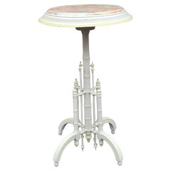 Late 19th C. Faux Bamboo Walnut Enamel and Onyx Inset Side Table, Circa 1890s