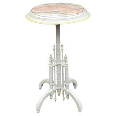 Late 19th C. Faux Bamboo Walnut Enamel and Onyx Inset Side Table, Circa 1890s