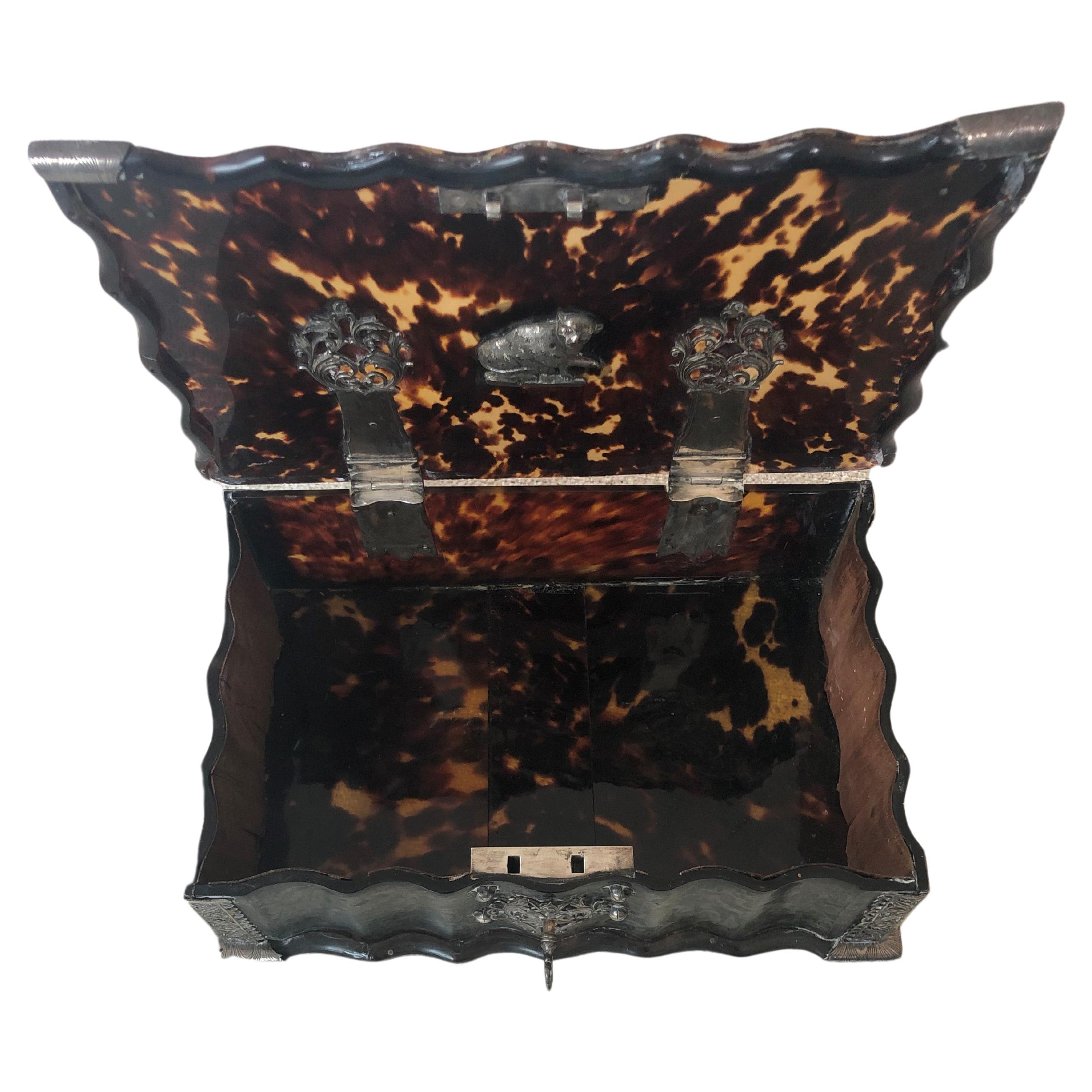 English Late 19th C Faux Tortoieiseshell Cigar Box