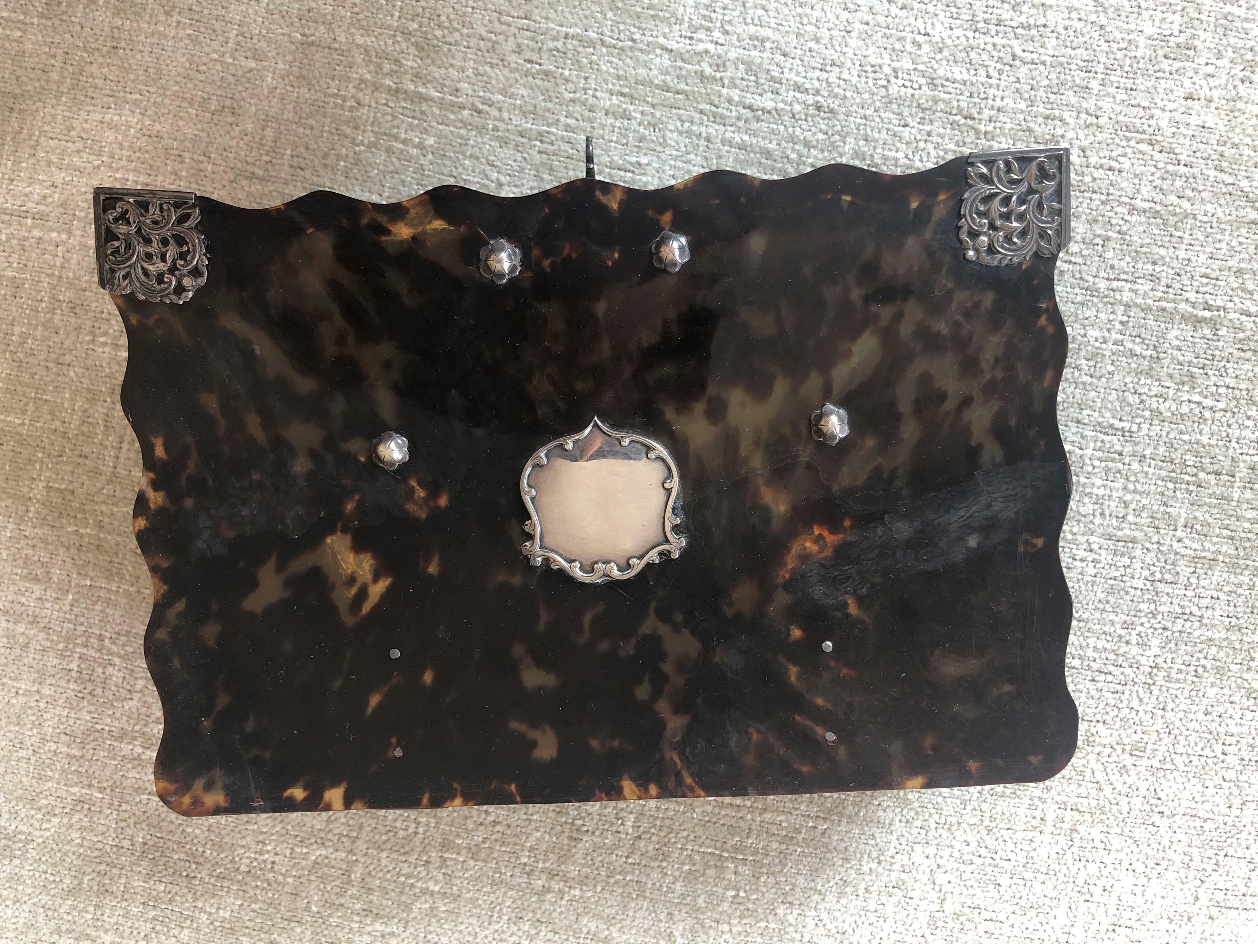 Hand-Crafted Late 19th C Faux Tortoieiseshell Cigar Box