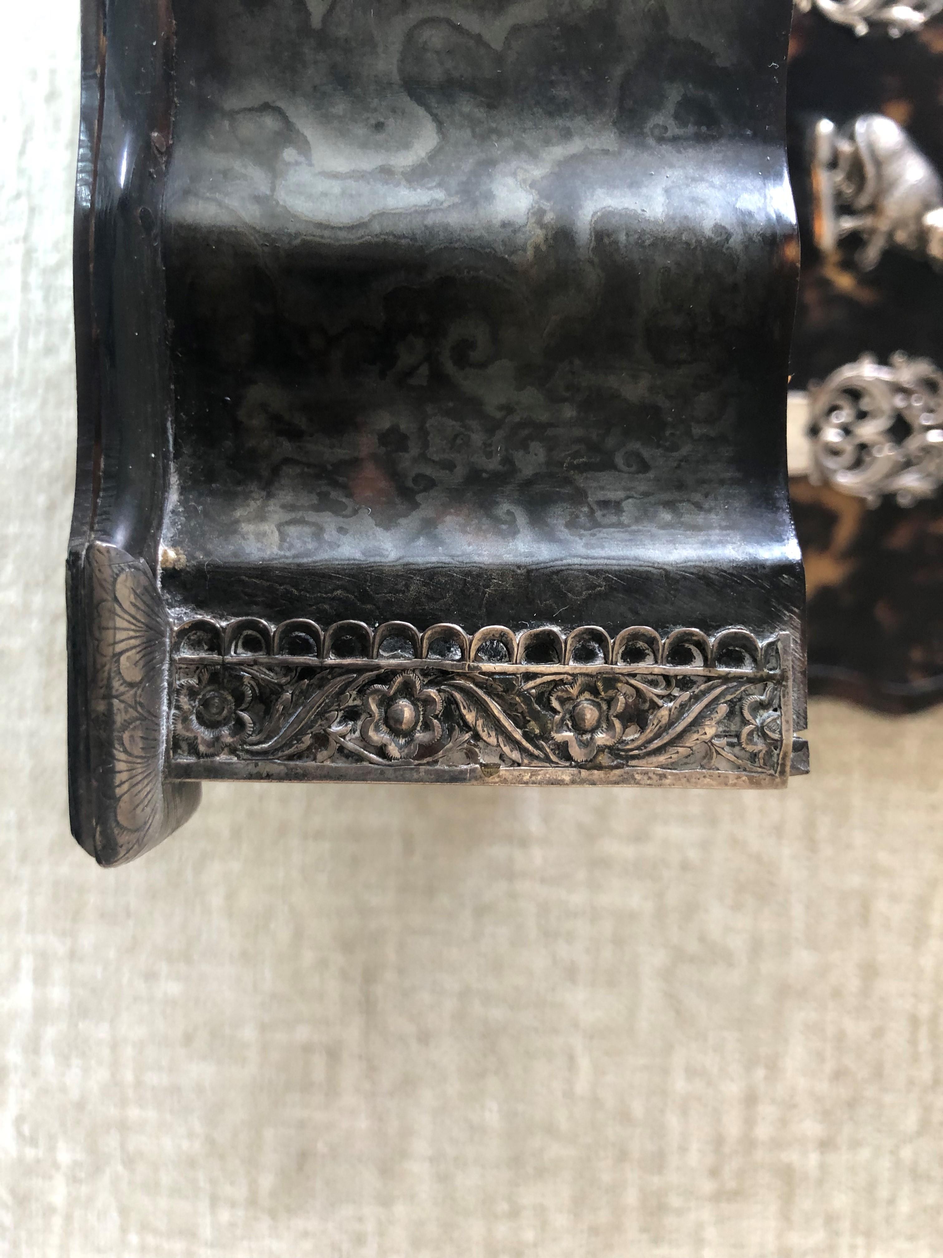 Sterling Silver Late 19th C Faux Tortoieiseshell Cigar Box