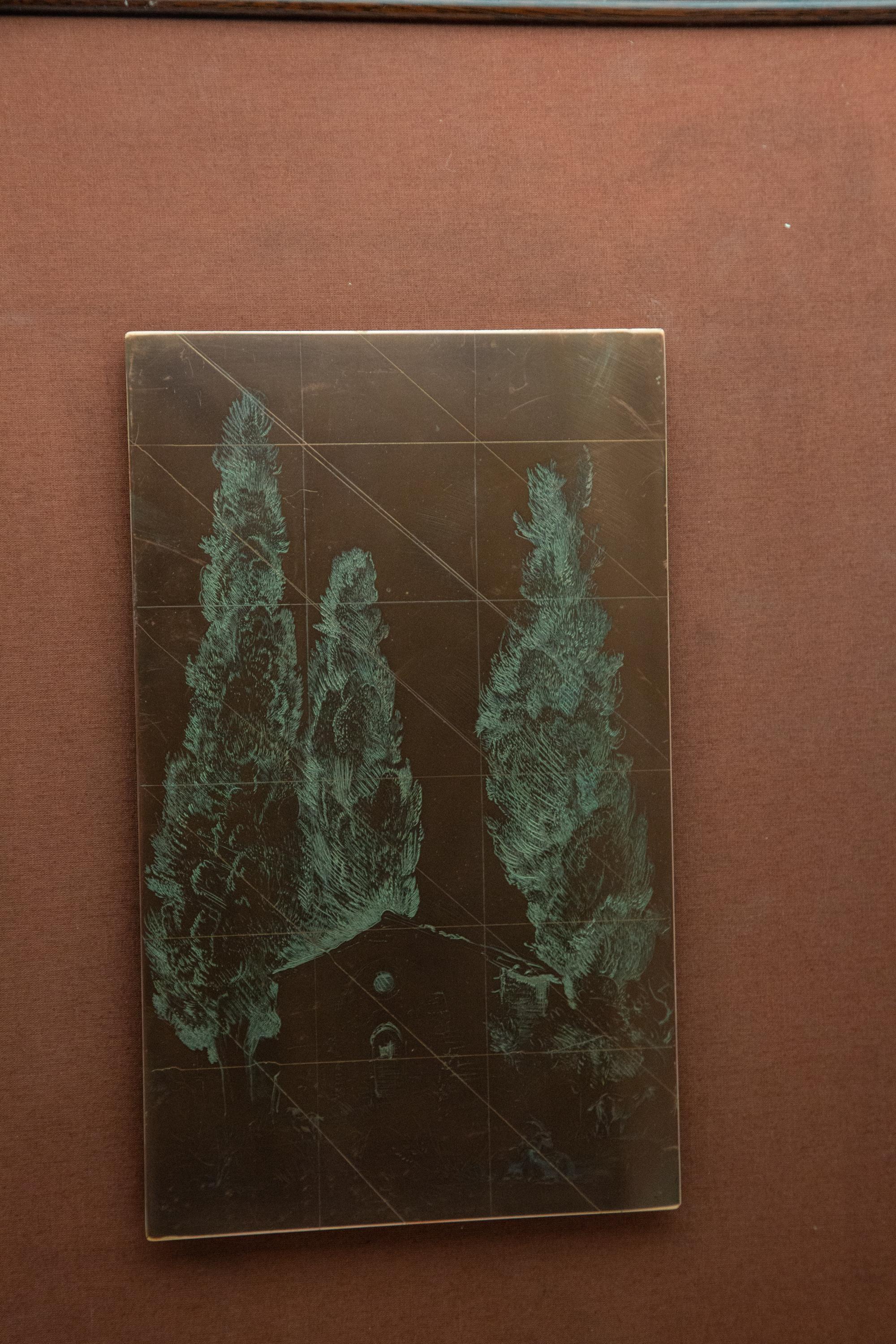 Late 19th Century Framed Copper Etching Plate of Trees and Goats 3