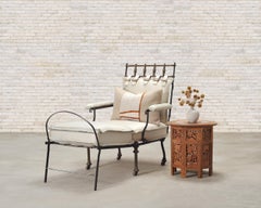 Spätes 19. Jh. Französischer Campaigner Stil Eisen Bronze Chaise Longue