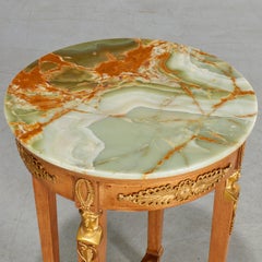 Late 19th C. French Empire Style Gilt Bronze Mounted Gueridon, Green Onyx Top