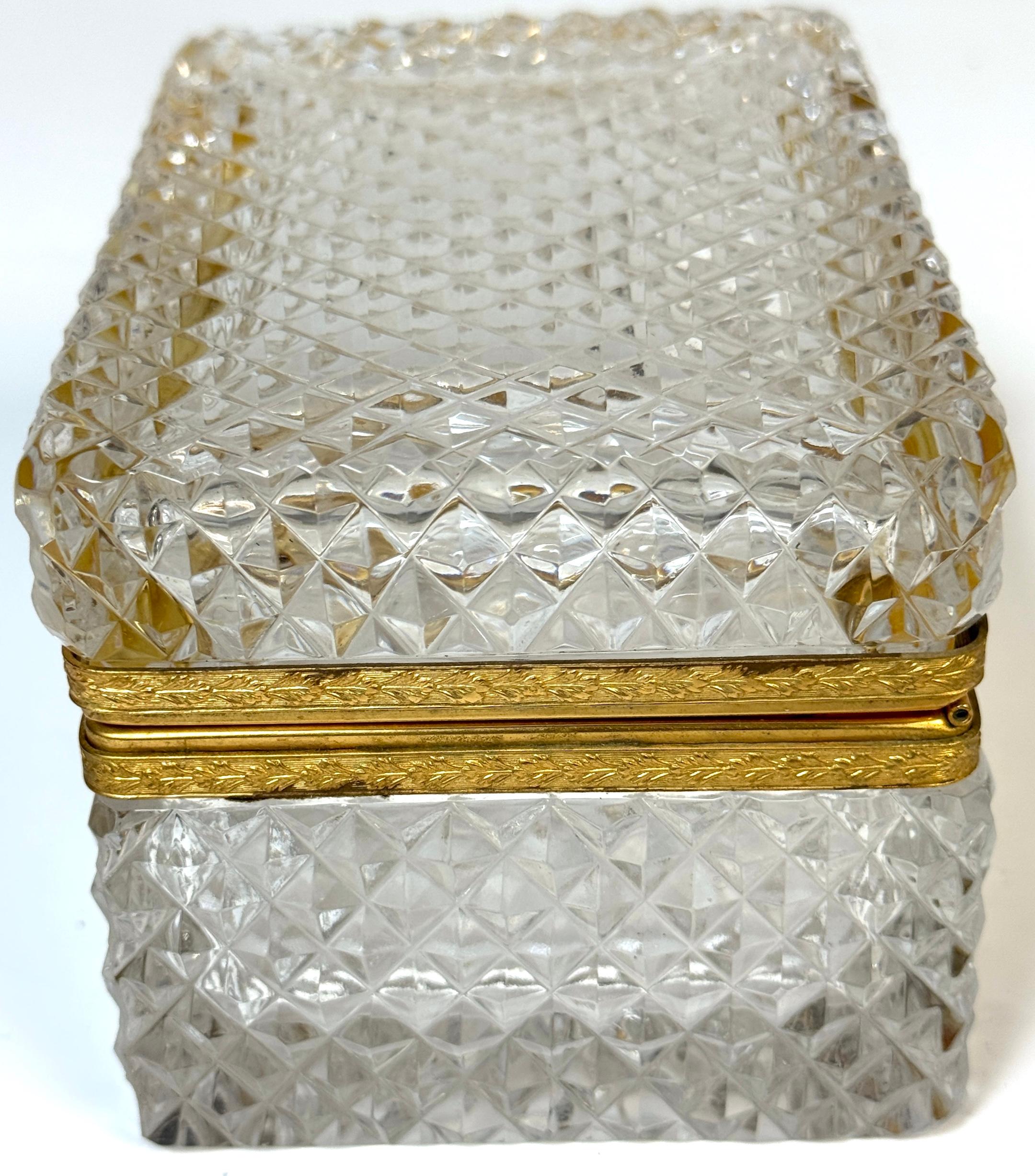 Crystal Late 19th C French Fire Gilt Ormolu Cut Glass Table Box, Attributed to Baccarat For Sale