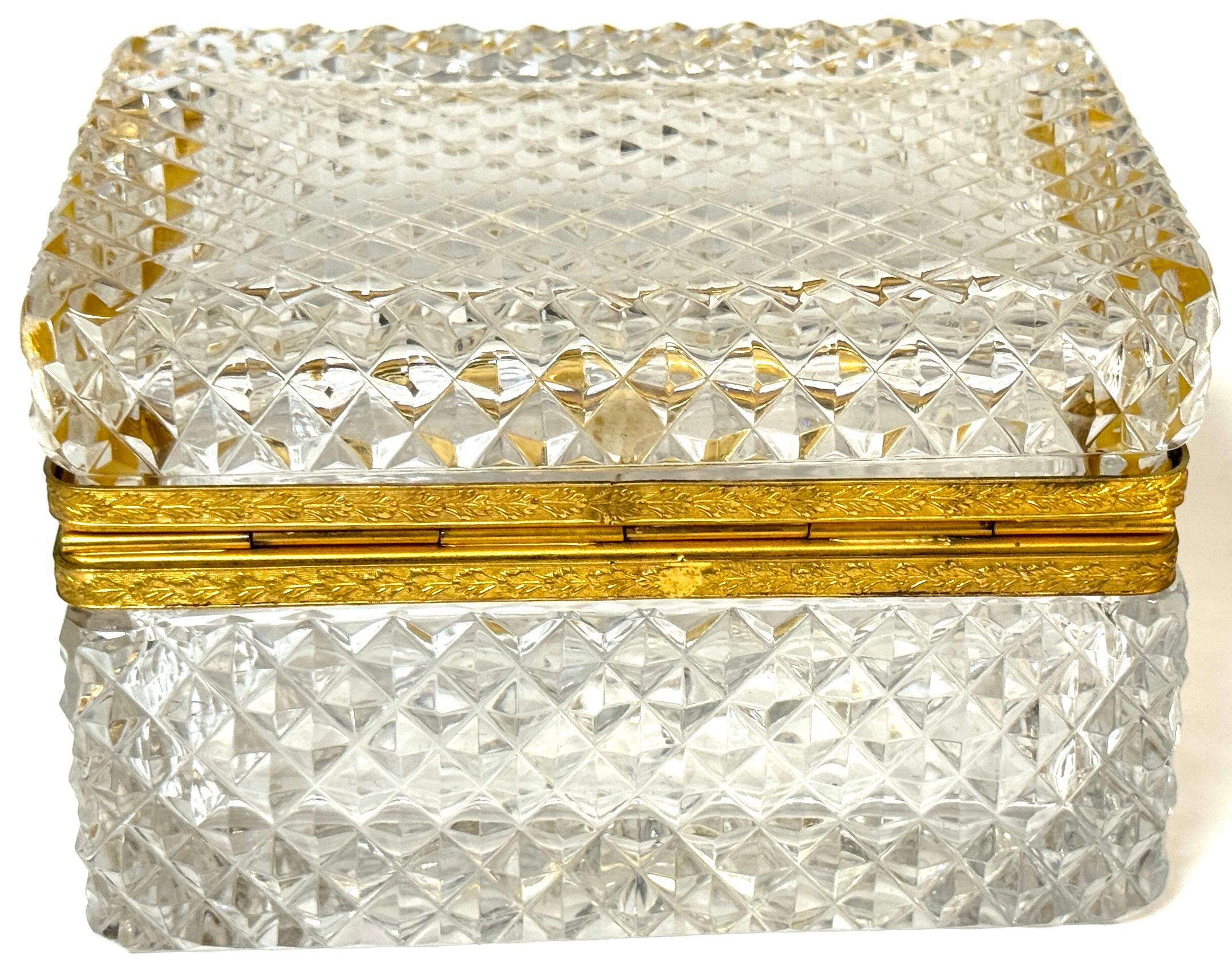 Late 19th C French Fire Gilt Ormolu Cut Glass Table Box, Attributed to Baccarat For Sale 1