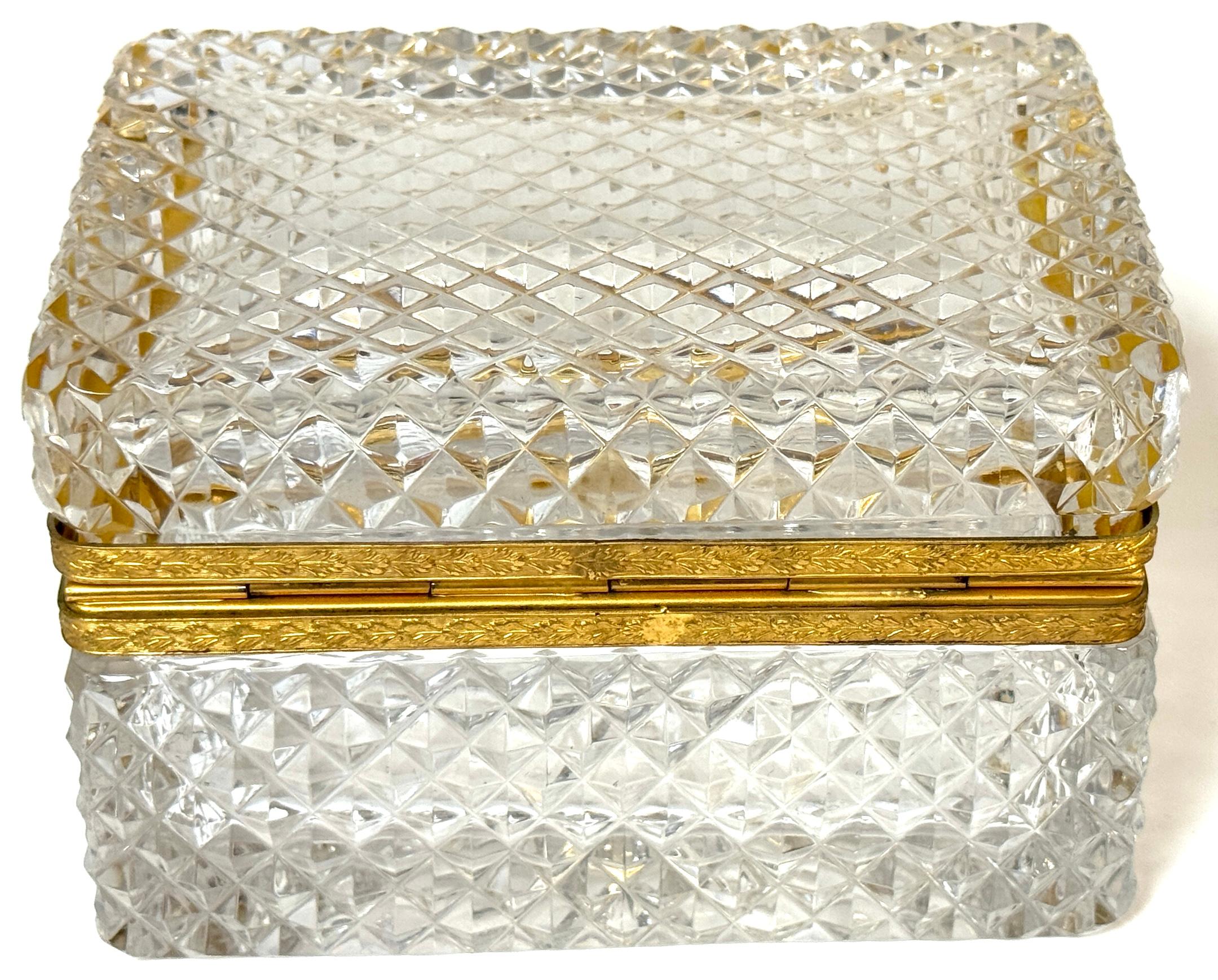Late 19th C French Fire Gilt Ormolu Cut Glass Table Box, Attributed to Baccarat For Sale 2