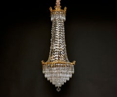 Late 19th c. French gilt bronze and crystal chandelier in the style of Louis XVI