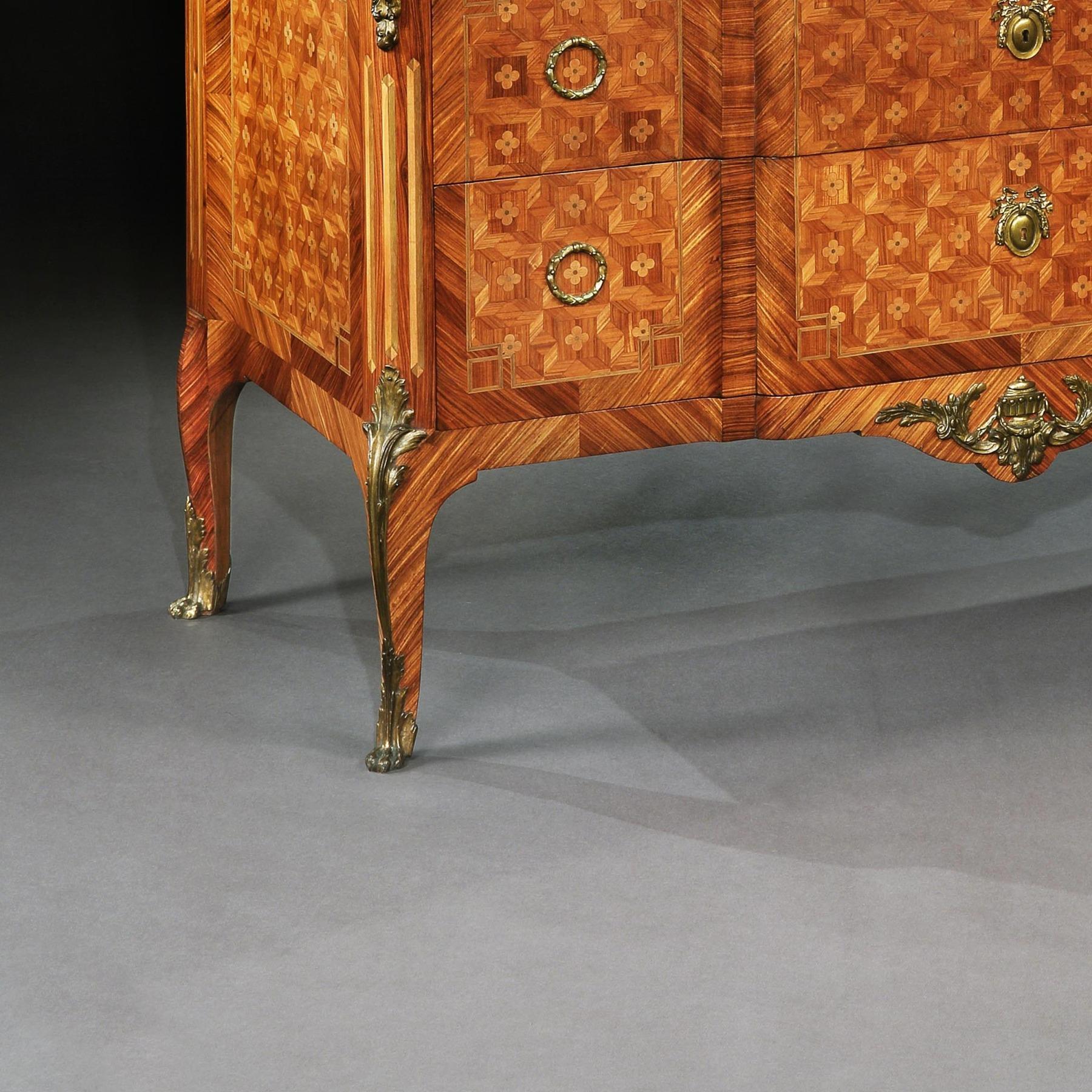 Late 19th Century Gilt Bronze Mounted Tulipwood Kingwood Marble Topped Commode For Sale 1